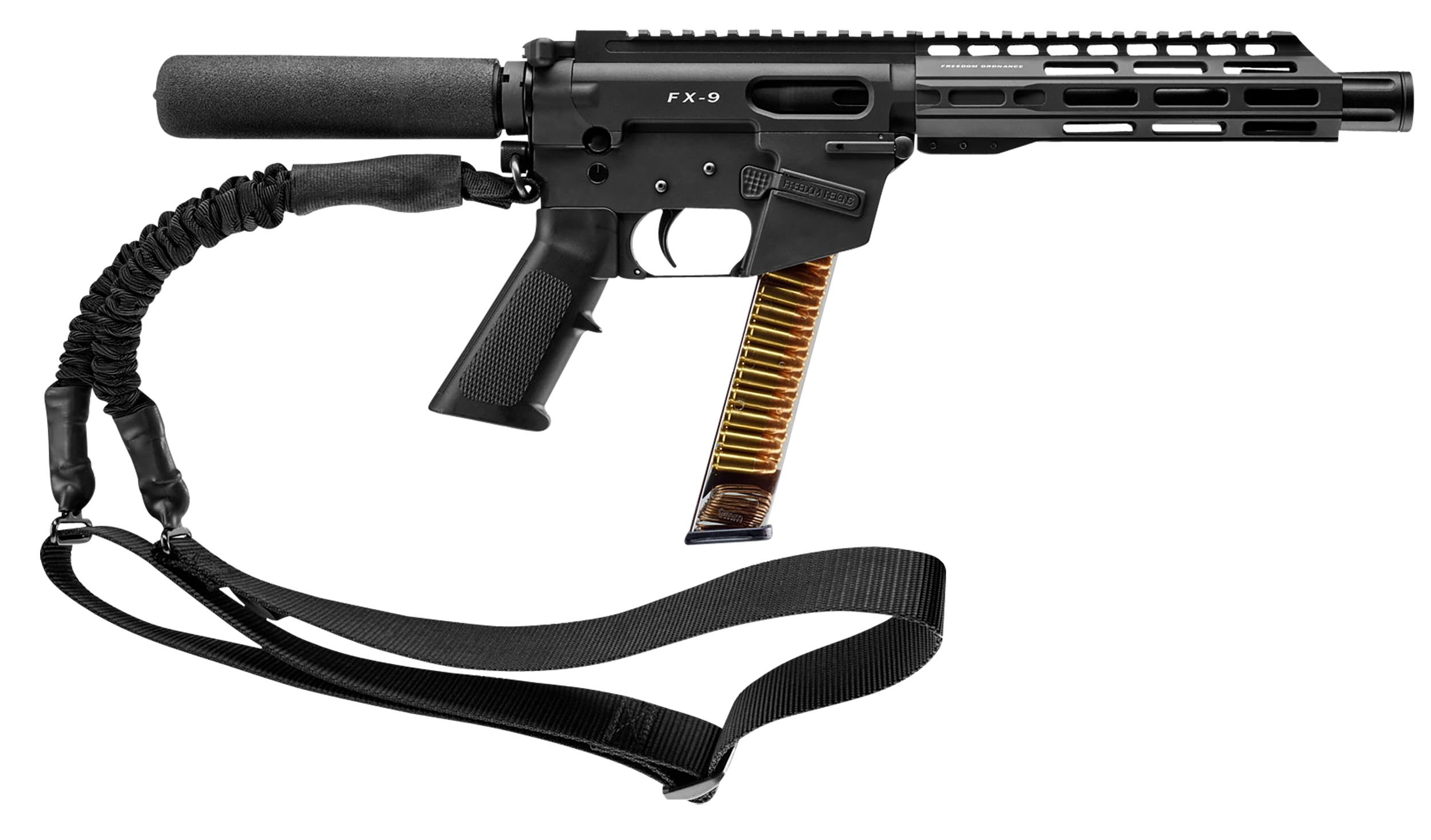 FREEDOM ORDNANCE FX9P8T FX-9  9mm Luger 32+1 8", Black, M-LOK Handguard, Padded Buffer Tube, A2 Grip, 3" Faux Suppressor, Includes Sling