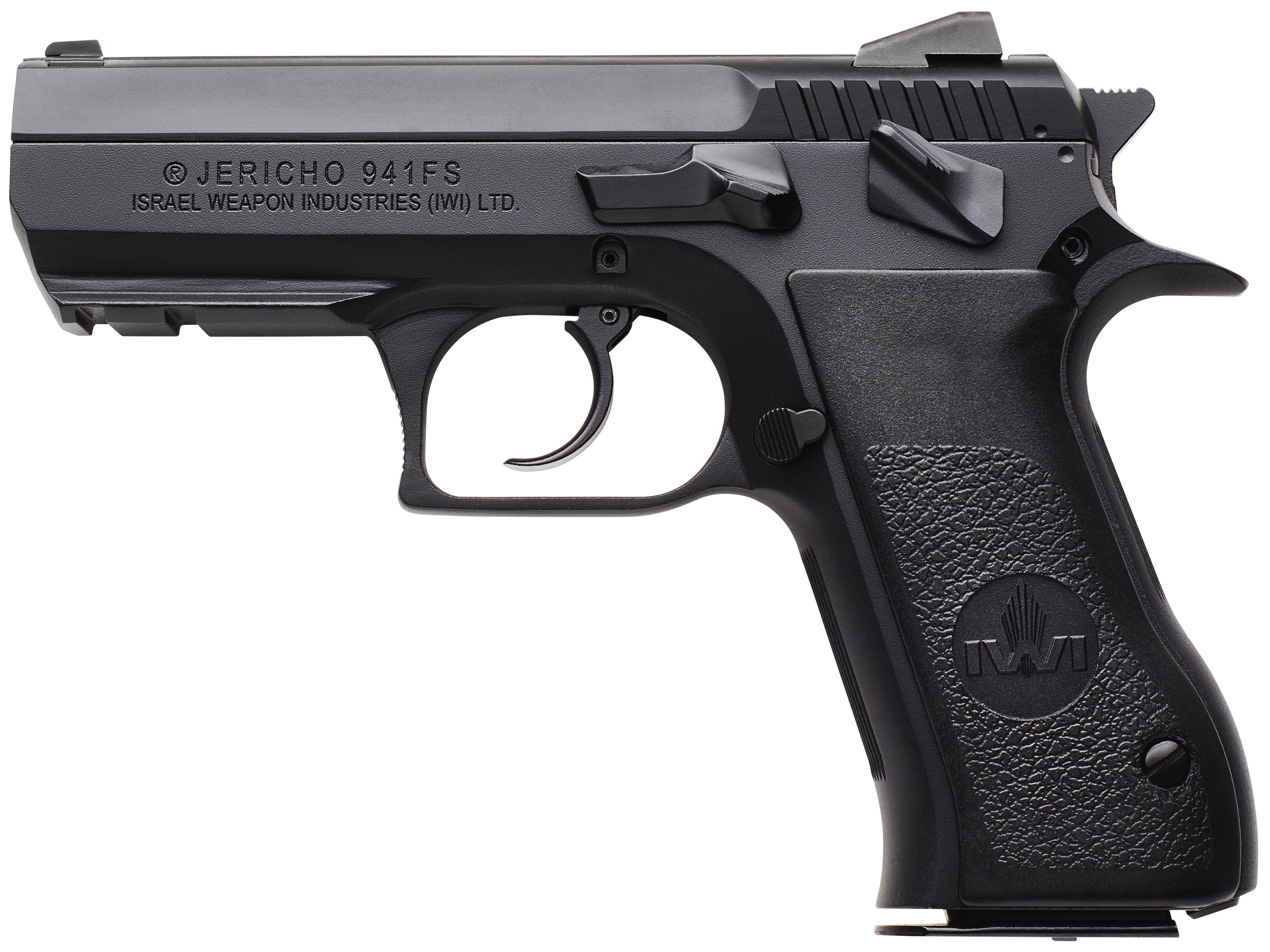 IWI US J941FS9ORP Jericho 941 Mid-Size Frame 9mm Luger 16+1 3.80" Black Chrome Lined Steel Barrel, Black Serrated Steel Slide & Frame w/Beavertail & Picatinny Rail, Black Textured Grips