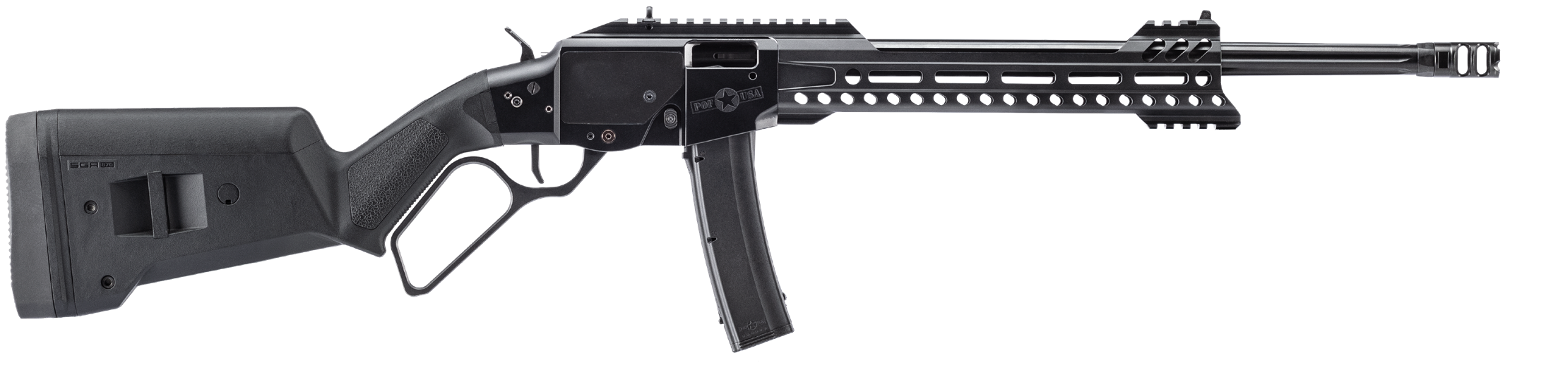 Patriot Ordnance Factory 02543 Tombstone  9mm Luger 20+1 16.50" Black Fluted Threaded Barrel, Black Aluminum Receiver w/Picatinny Rail, M-LOK Handguard, Magpul SGA Black Synthetic Stock