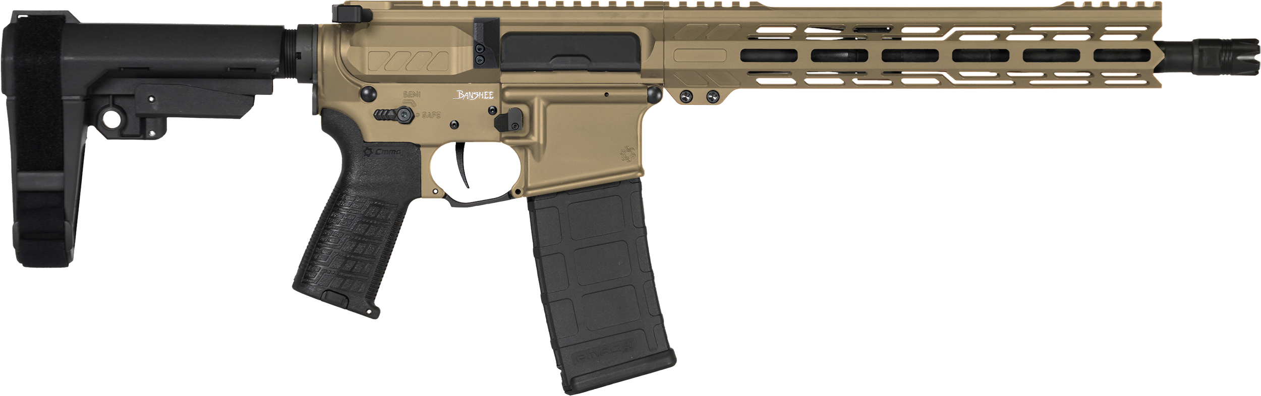 CMMG 30AB20FCT Banshee MK4 300 Blackout 30+1 12.50" Black Nitride Medium Taper Threaded Barrel, EML 7" M-LOK Handguards, Coyote Tan Cerakote Aluminum Picatinny Rail Receiver, CMMG Zeroed Grips