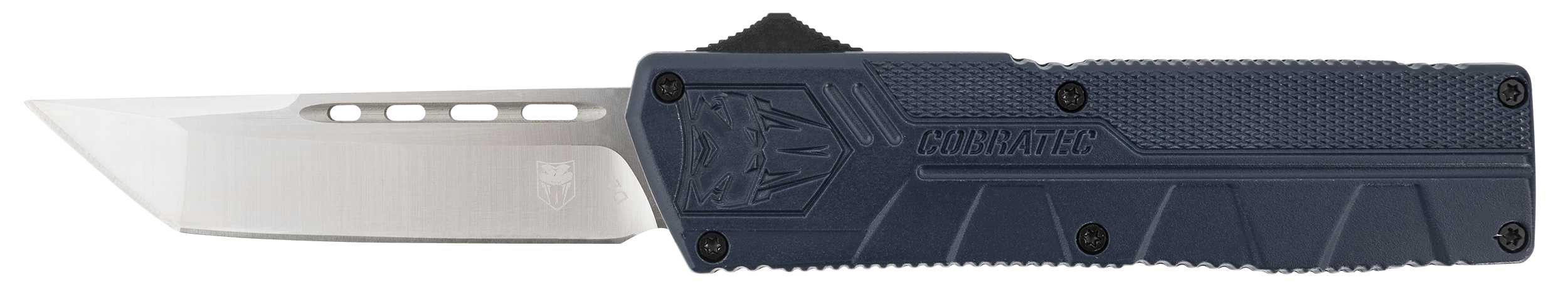 CobraTec Knives NYCTLWTNS Lightweight 3.25" OTF Tanto Plain D2 Steel Blade/NYPD Blue Aluminum Handle Includes Pocket Clip