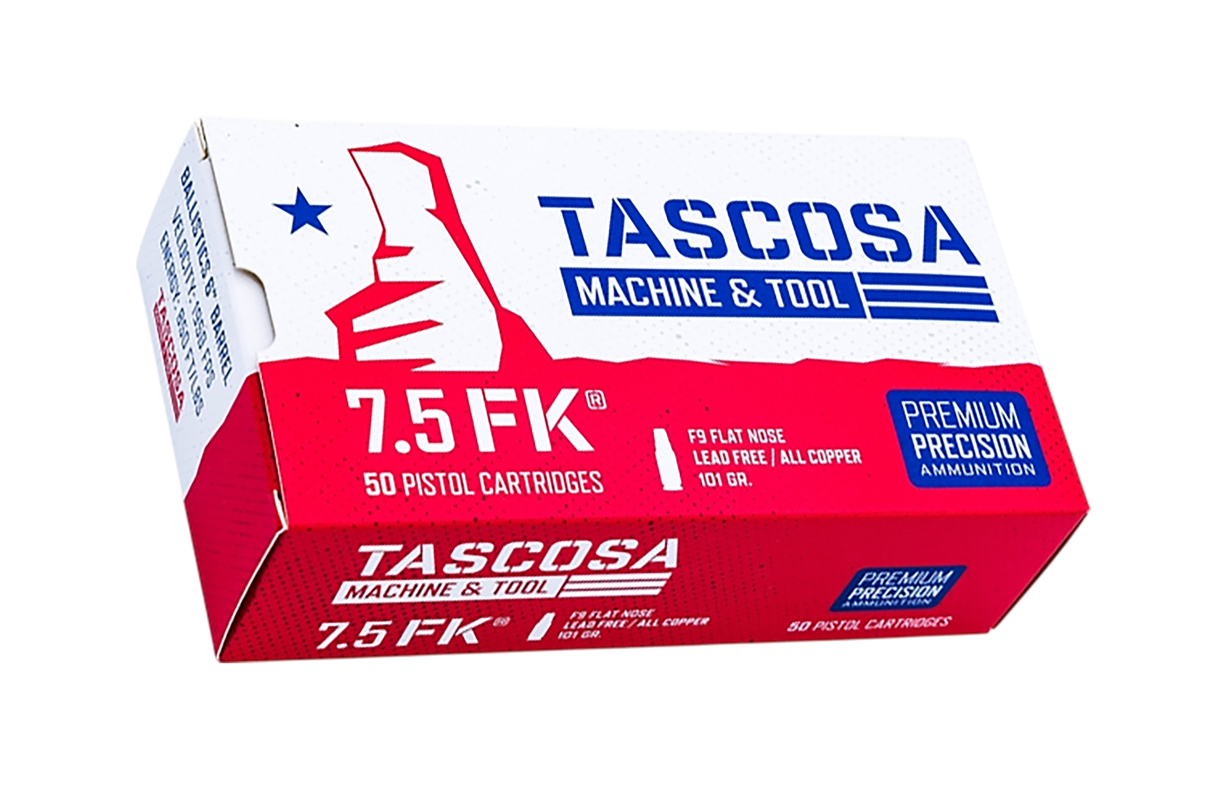 Tascosa Machine and Tool TMTAMMOF9 7.5FK 101gr Flat Nose 50 Per Box/12 Case