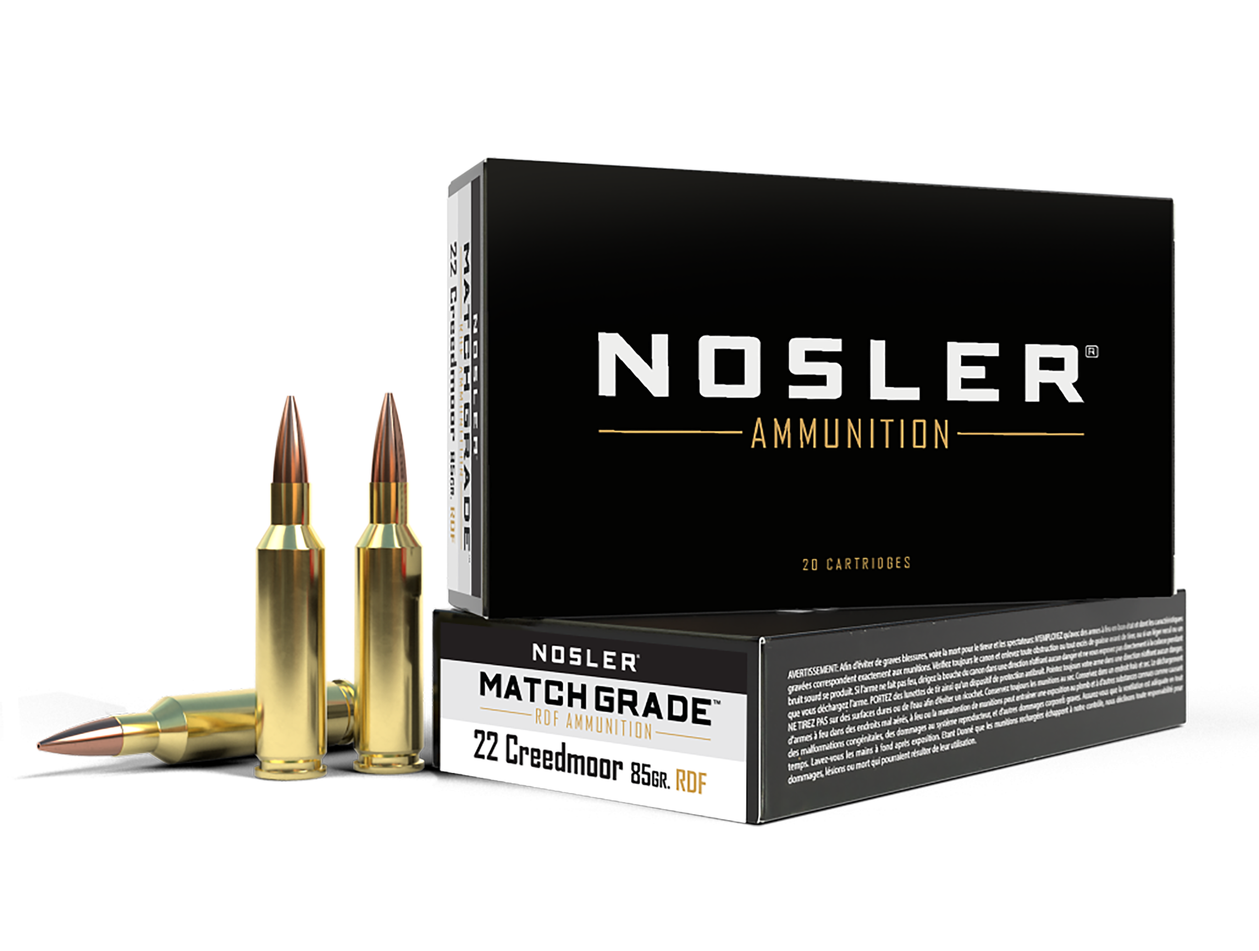 Nosler 51297 Match Grade  22Creedmoor 85gr RDF Hollow Point Boat Tail 20 Per Box/10 Case