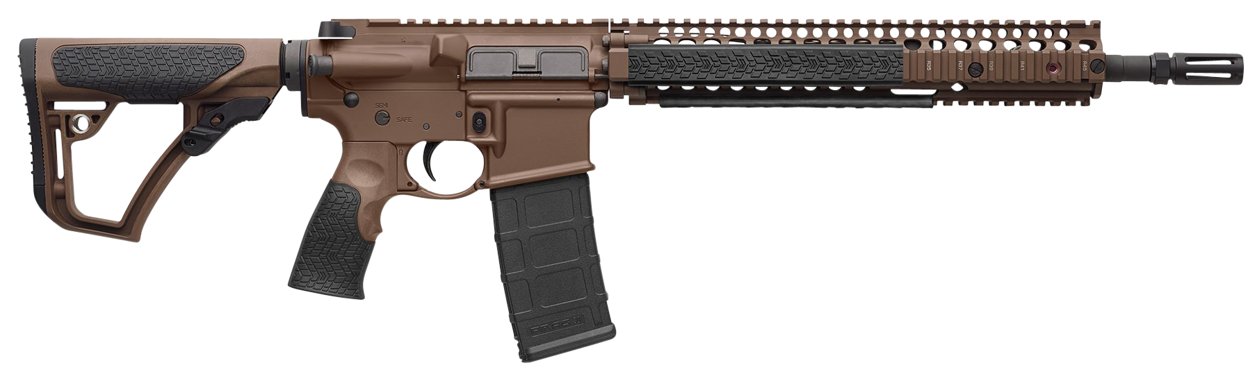 Daniel Defense 0208815126011 DDM4 M4A1 5.56x45mm NATO 30+1 14.50" Barrel w/Flash Suppressor, Mil-Spec Brown Cerakote, 6 Position Stock w/SoftTouch Overmolding