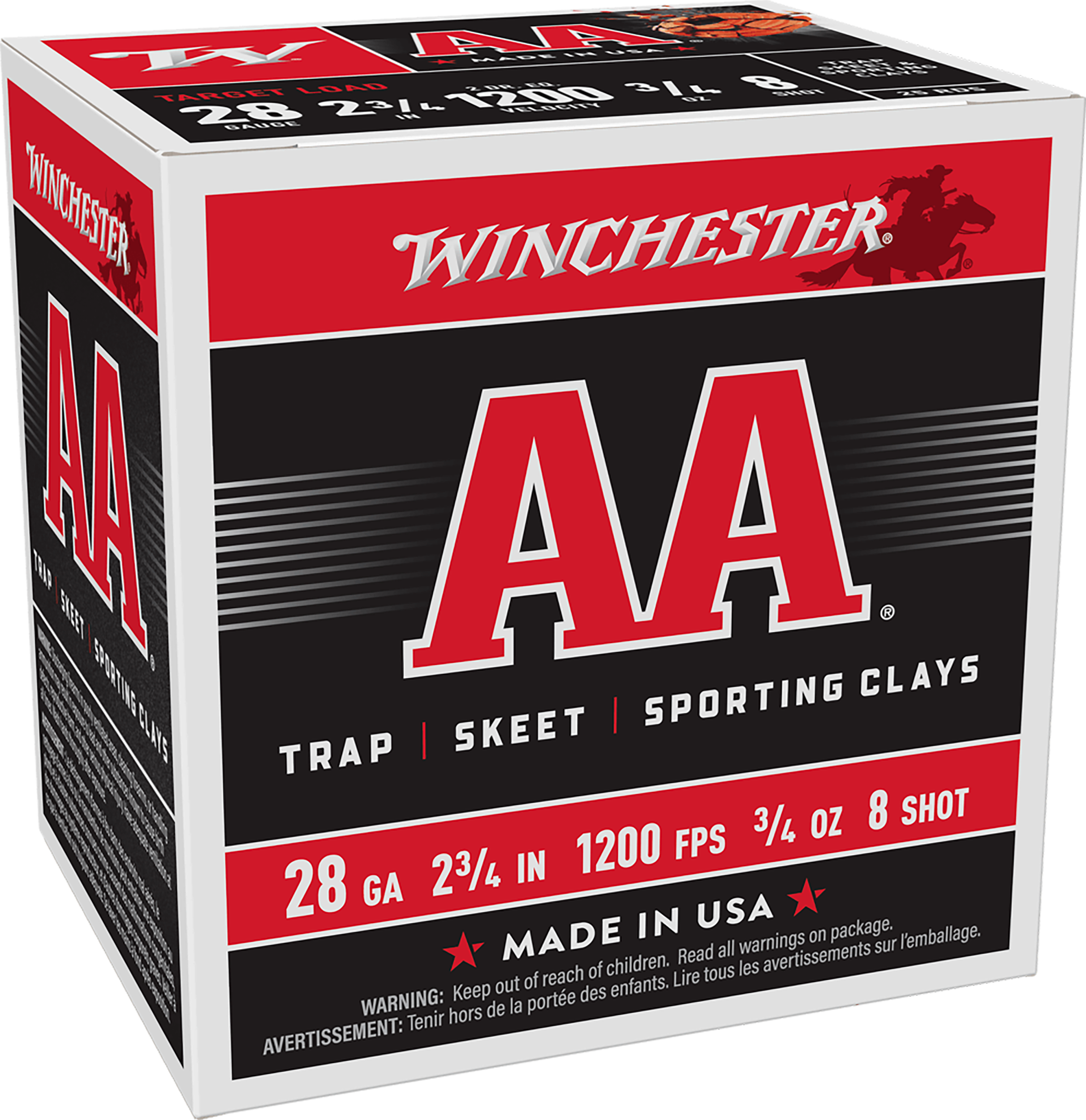 Winchester Ammo AA288 AA  28Gauge 2.75" 3/4oz 8Shot 25 Per Box/10 Case