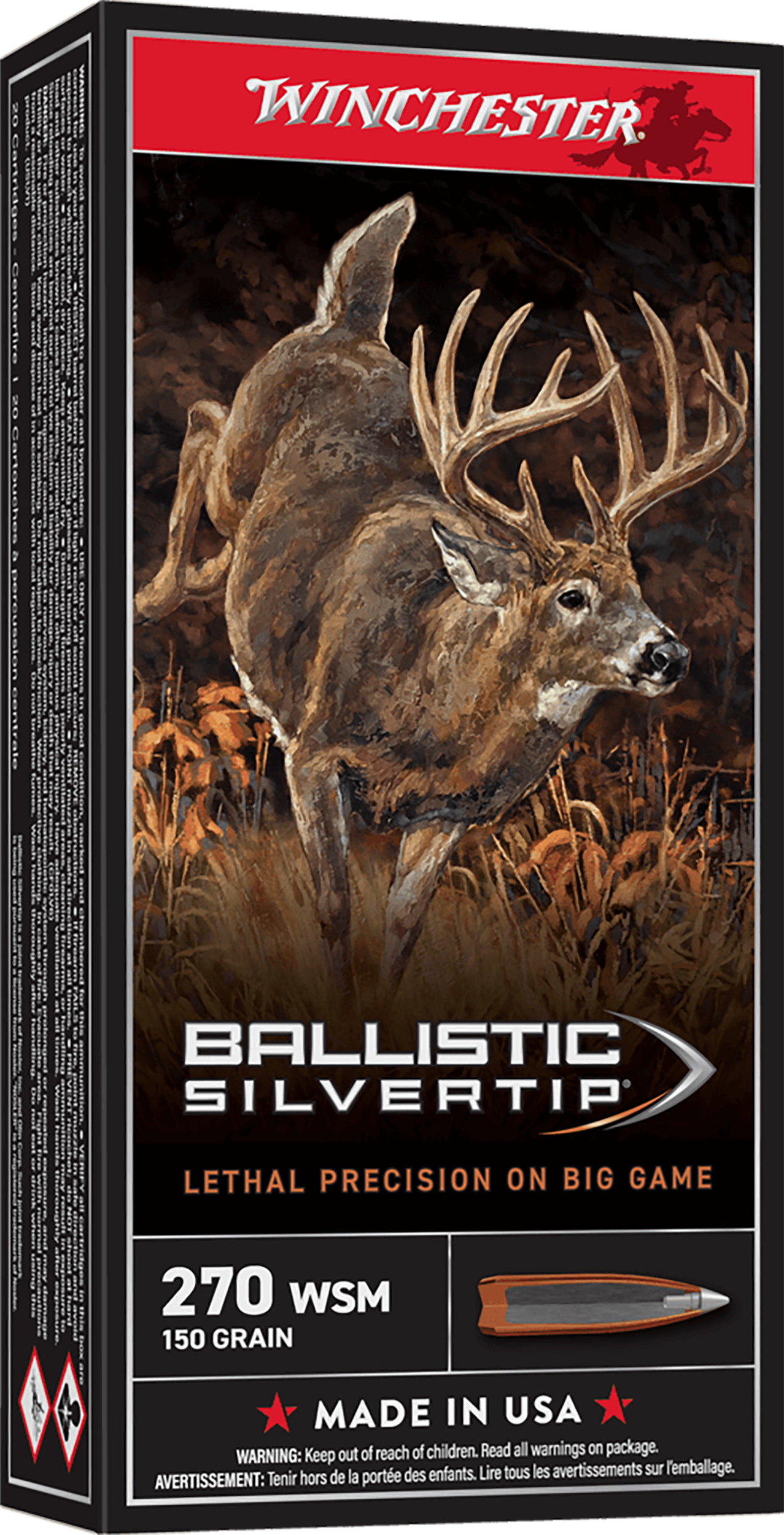 Winchester Ammo SBST2705A Ballistic Silvertip  270WSM 150gr Rapid Controlled Expansion Polymer Tip 20 Per Box/10 Case