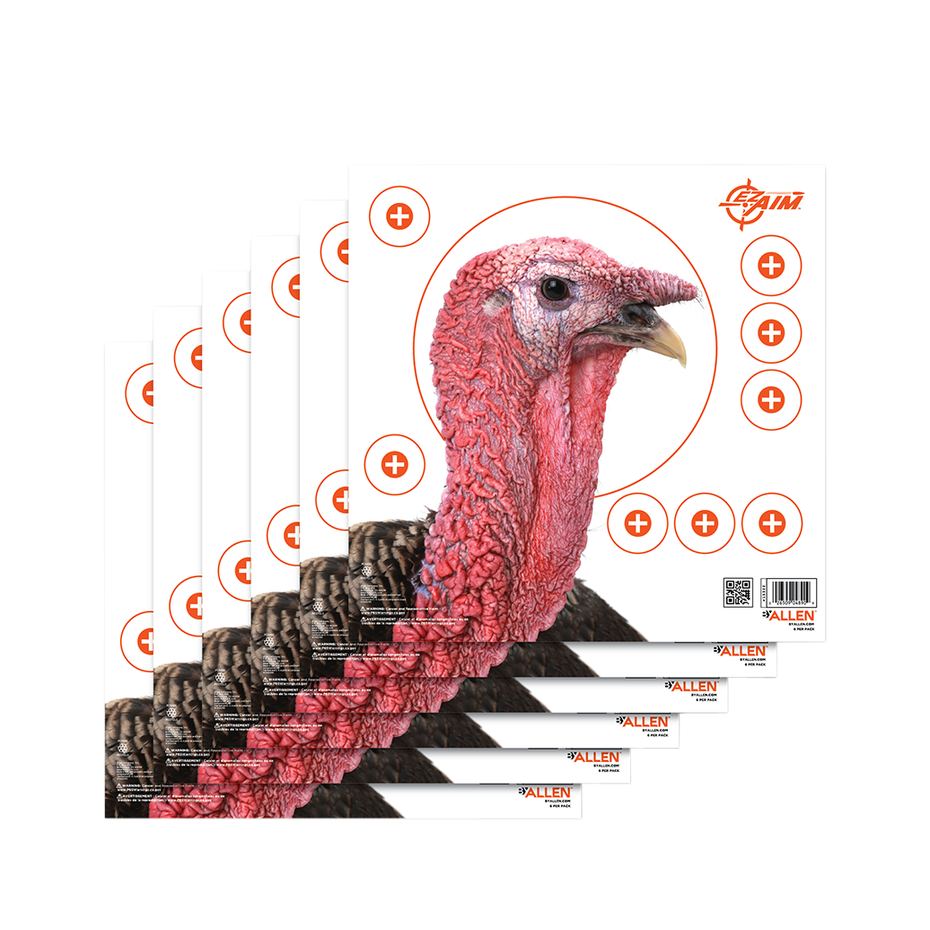 EZ-Aim 15322 Four Color  Turkey Hanging Paper Target, For Use With Shotguns, 12" x 12" Multi-Color 6 Pack