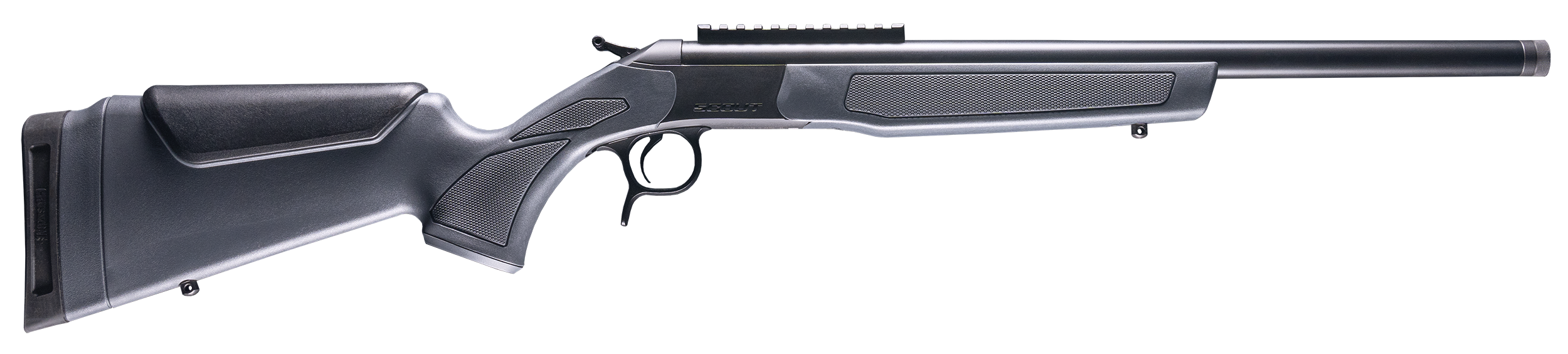 CVA CR4435 Scout 243 Win 1rd 20" Blued Threaded Barrel, Blued Picatinny Rail Receiver, Stealth Gray Fixed Synthetic Stock