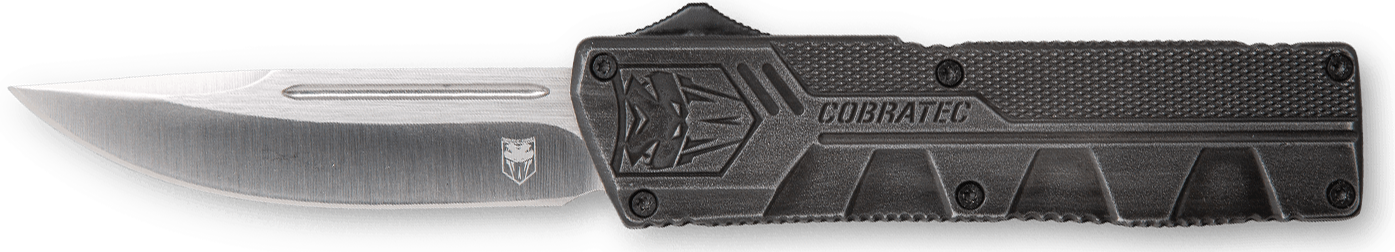 CobraTec Knives SWCTLWDNS Lightweight  3.25" OTF Drop Point Plain D2 Steel Blade/Stonewashed Aluminum Handle Includes Pocket Clip