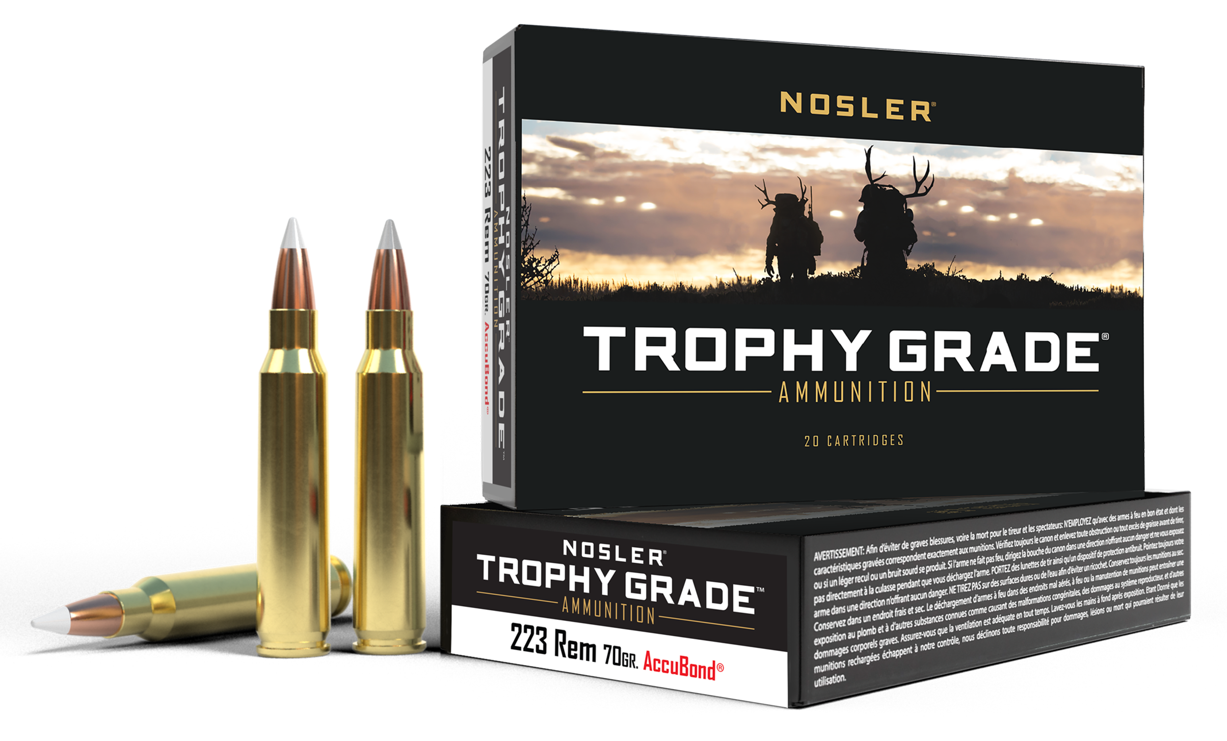 Nosler 61036 Match Grade  223Rem 70gr Soft Point 20 Per Box/20 Case