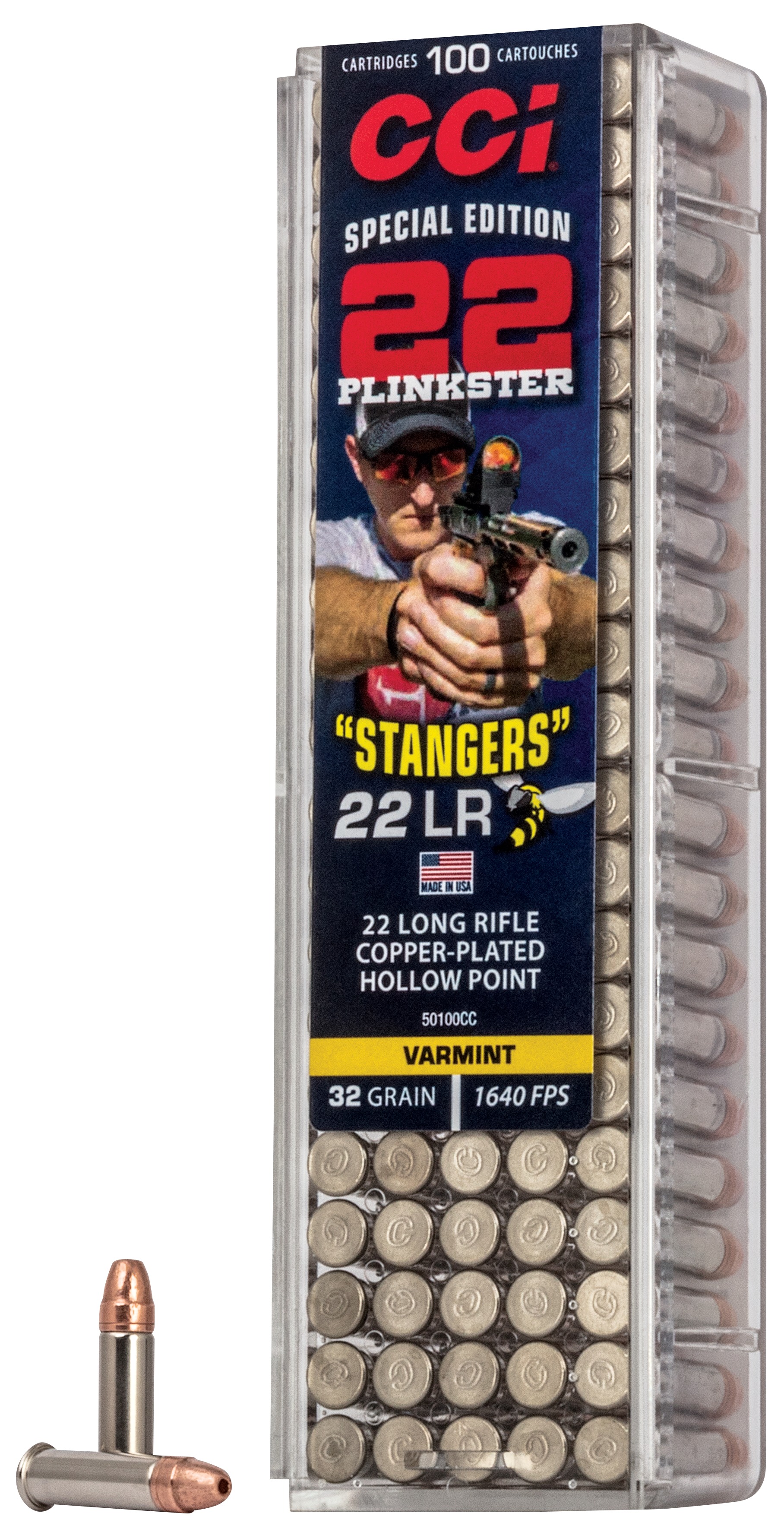 CCI 50100CC Stangers  22LR 32gr Copper Plated Hollow Point 100 Per Box/50 Case