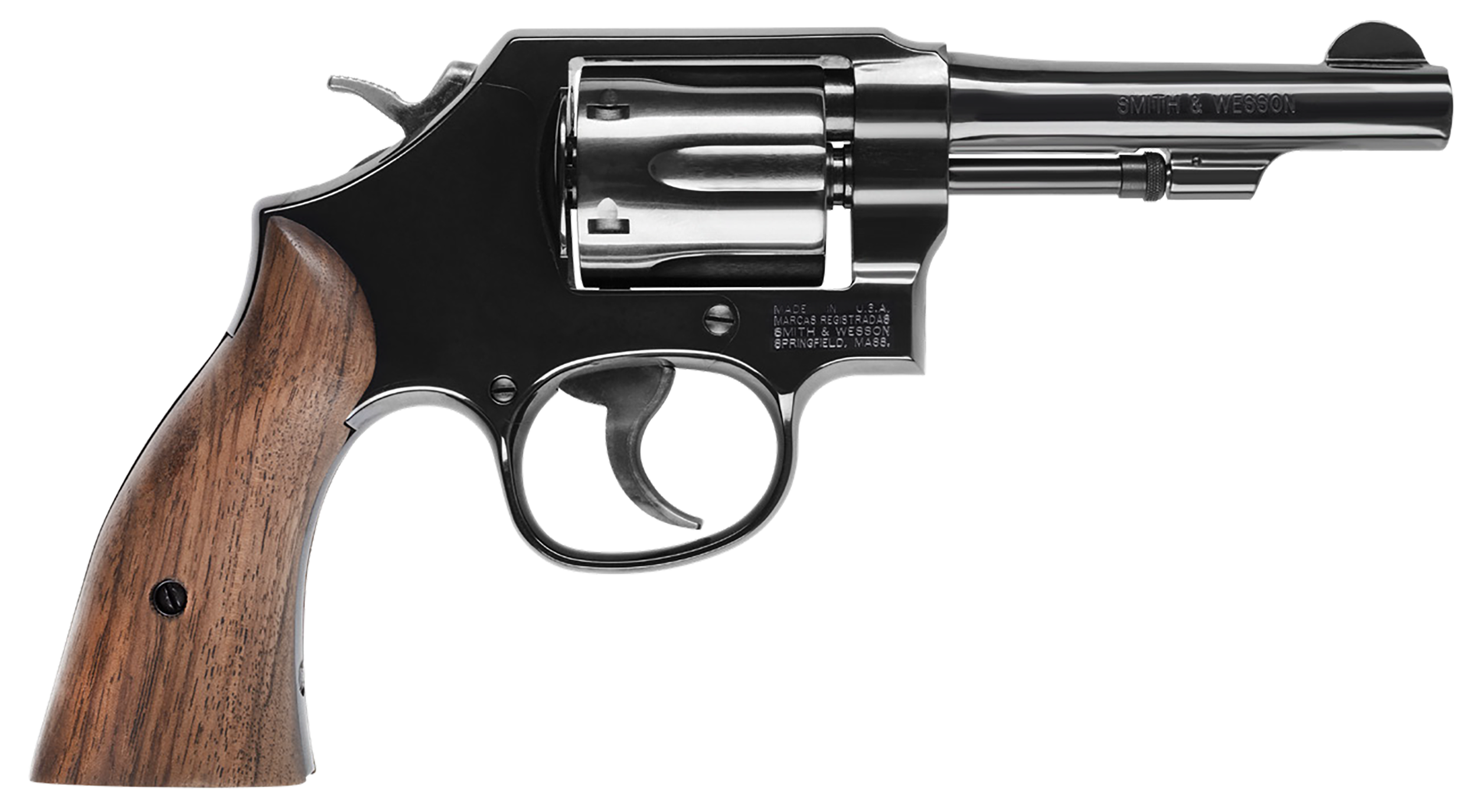 Smith & Wesson 14074 Model 10 K-Frame 38 S&W Spl+P 6 Shot 4" Blued Carbon Steel Barrel, Cylinder & Frame w/Rear Sight Integral Slot, Tyler Gun Works Walnut Grip, No Safety