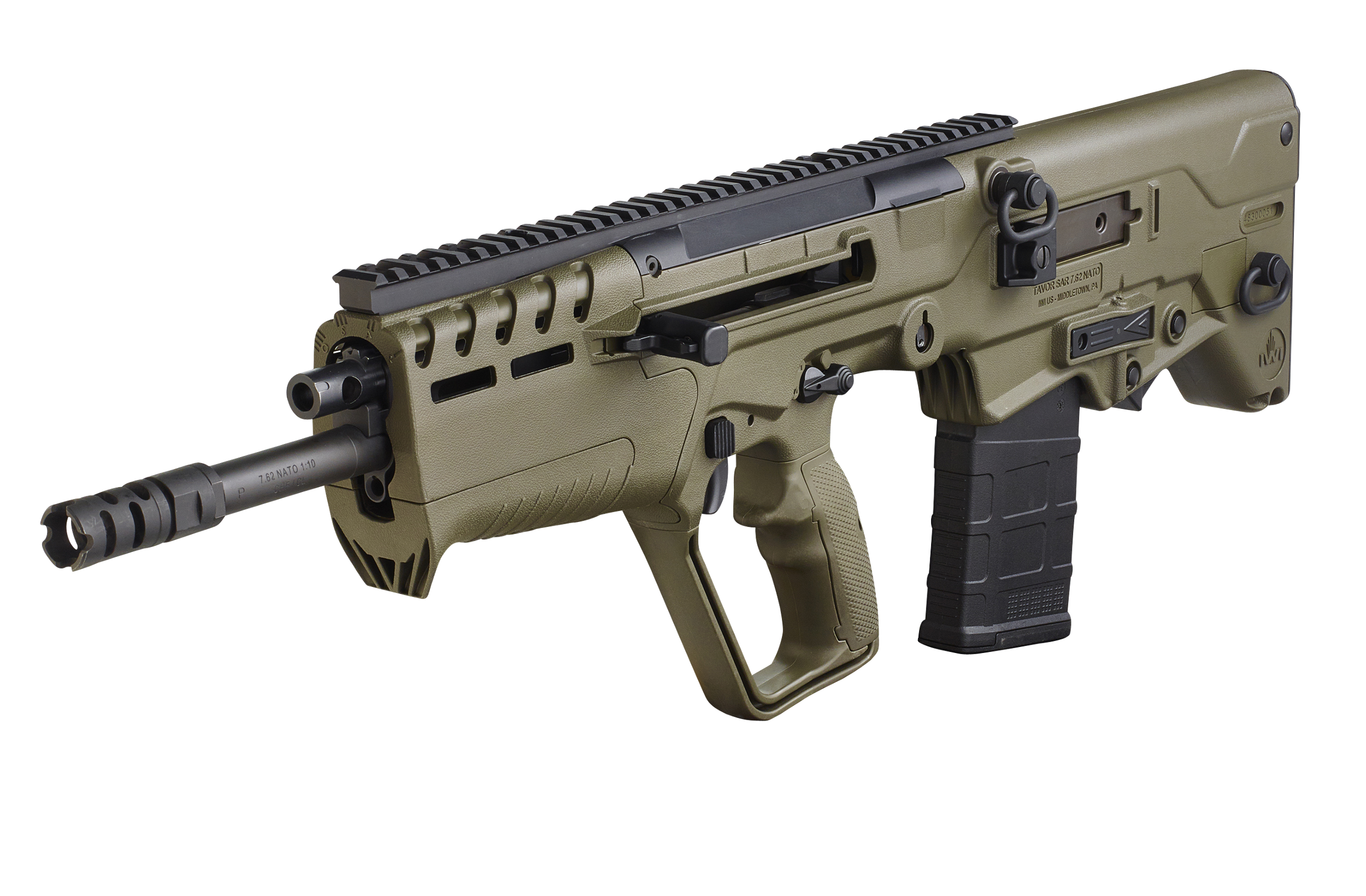 IWI US T7G2010 Tavor 7 7.62x51mm NATO Caliber with 20" Barrel, 10+1 Capacity, OD Green Metal Finish, OD Green Fixed Bullpup Stock & Polymer Grip Ambidextrous Hand