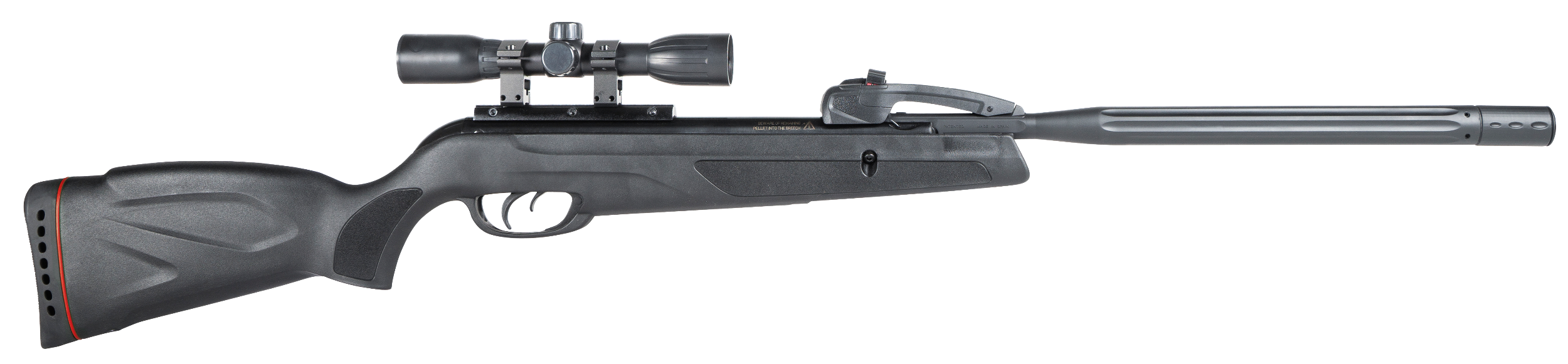Gamo 6110068754 Swarm Whisper Gas Piston 177 10 Shot Fluted Polymer Jacketed Rifled Steel Barrel w/Whisper Noise Dampening, Non-Slip Textured All Weather Stock & Forearm Includes Gamo 4x32mm Scope