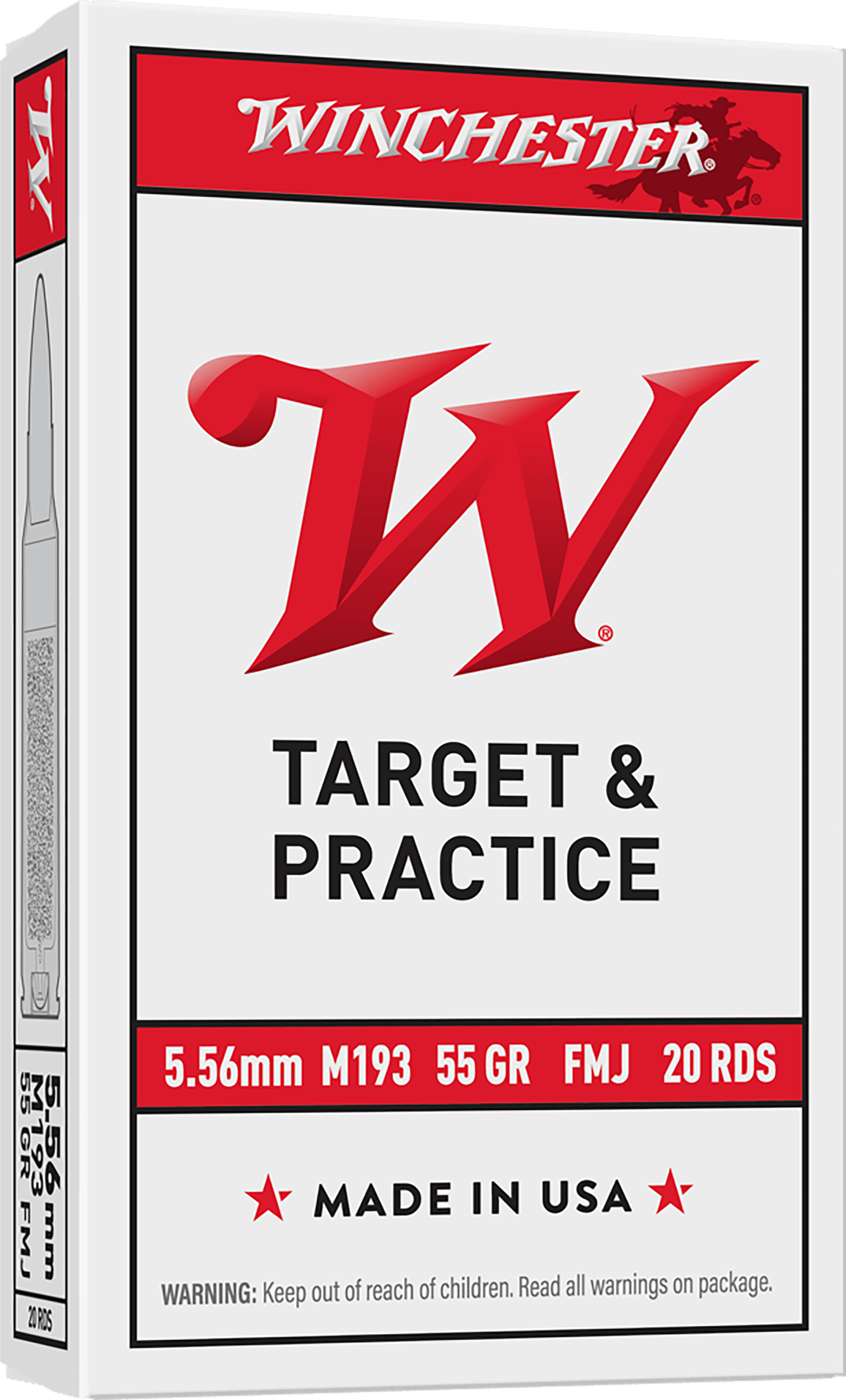 Winchester Ammo WM193K USA M193 5.56x45mmNATO 55gr Full Metal Jacket Lead Core 20 Per Box/50 Case