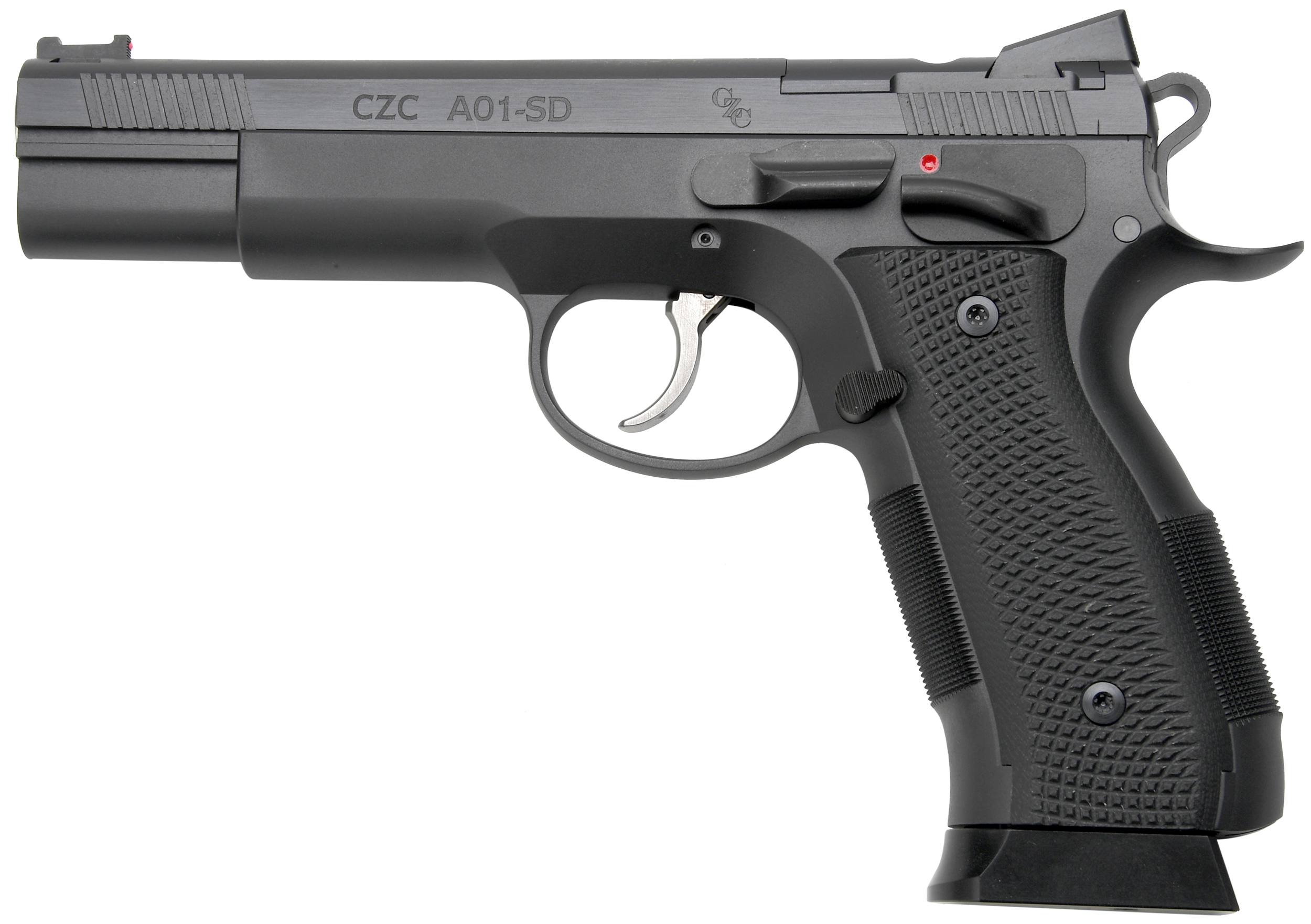 Cz Custom Shop 96333 A01-SD  9mm Luger 19+1 5" Match Grade Bull Barrel, Black Optic Cut/Serrated Steel Slide, Black Polycoat Steel Frame w/Beavertail, Black G10 Grip, Short Dustcover