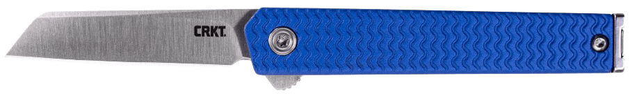 CRKT 7083 CEO Microflipper Micro 2.21" Flipper Sheepsfoot Plain Satin 12C27 Sandvik Blade, Blue Textured w/Silver Liner & Accents Aluminum Handle, Includes Pocket Clip