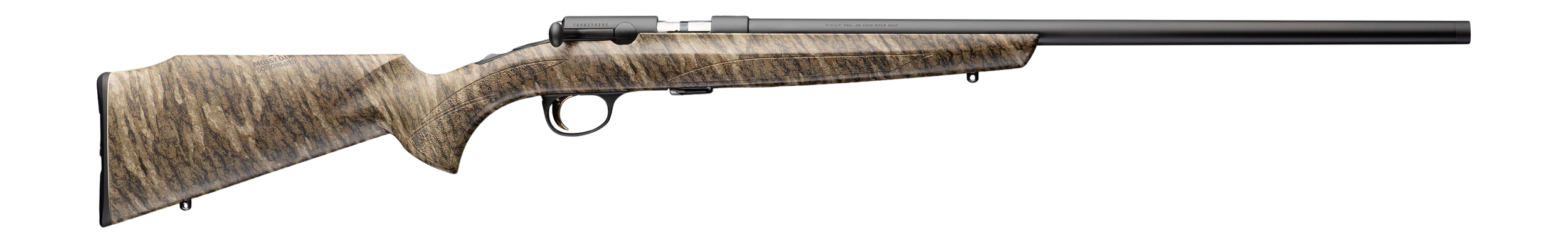 Browning 025259204 T-Bolt Target/Varmint SR 22 WMR 10+1 22" Matte Blued Threaded Barrel, Blue Polished Steel Drilled & Tapped Receiver, Mossy Oak Bottomland Monte Carlo Synthetic Stock, Right Hand