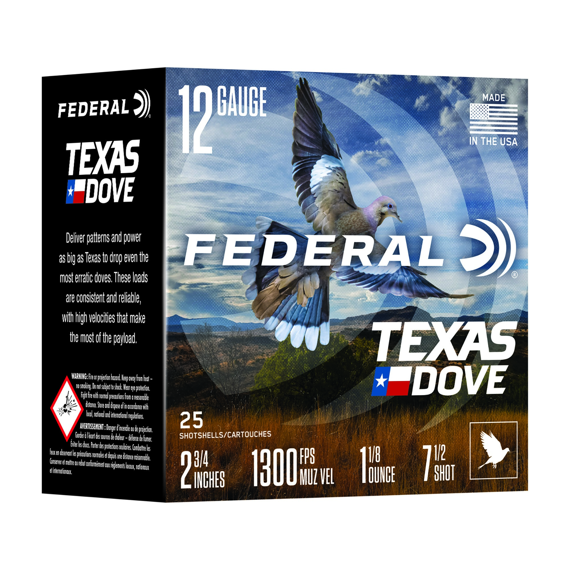 Federal Texas Dove 12 GA 2.75" 1-1/8oz #7.5 25rd Box