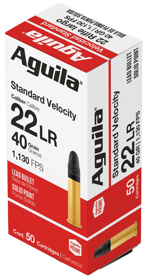 Aguila 1B220332 Standard Velocity  22LR 40gr Lead Solid Point 50 Per Box/40 Case