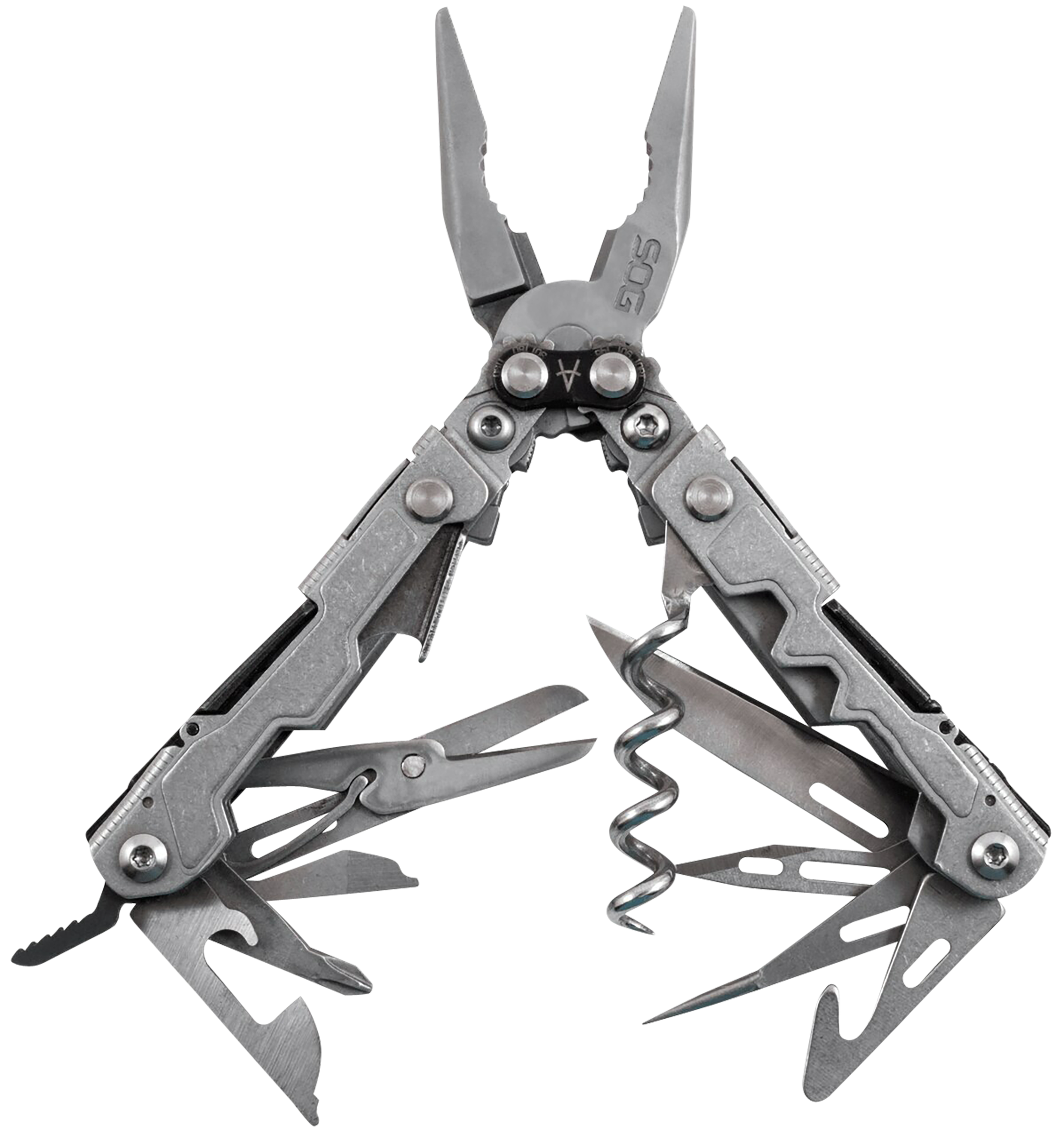 S.O.G SOG-PL1001-C PowerLitre Stonewashed 5Cr15MoV Stainless Steel 5.10" Long Features 19 Tools