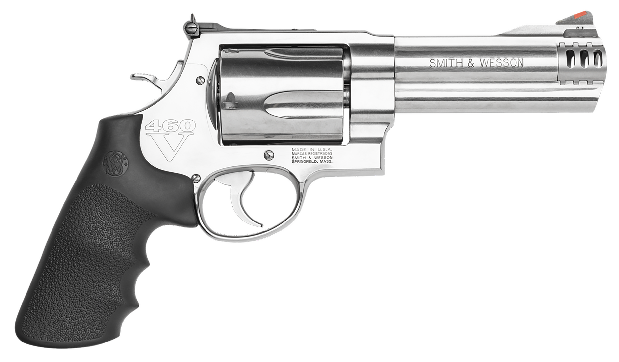 Smith & Wesson 163465 Model 460 XVR 460 S&W Mag 5" Stainless Steel Barrel & 5rd Cylinder, Satin Stainless Steel X-Frame, Includes Two Rear Sights & Two Muzzle Brakes