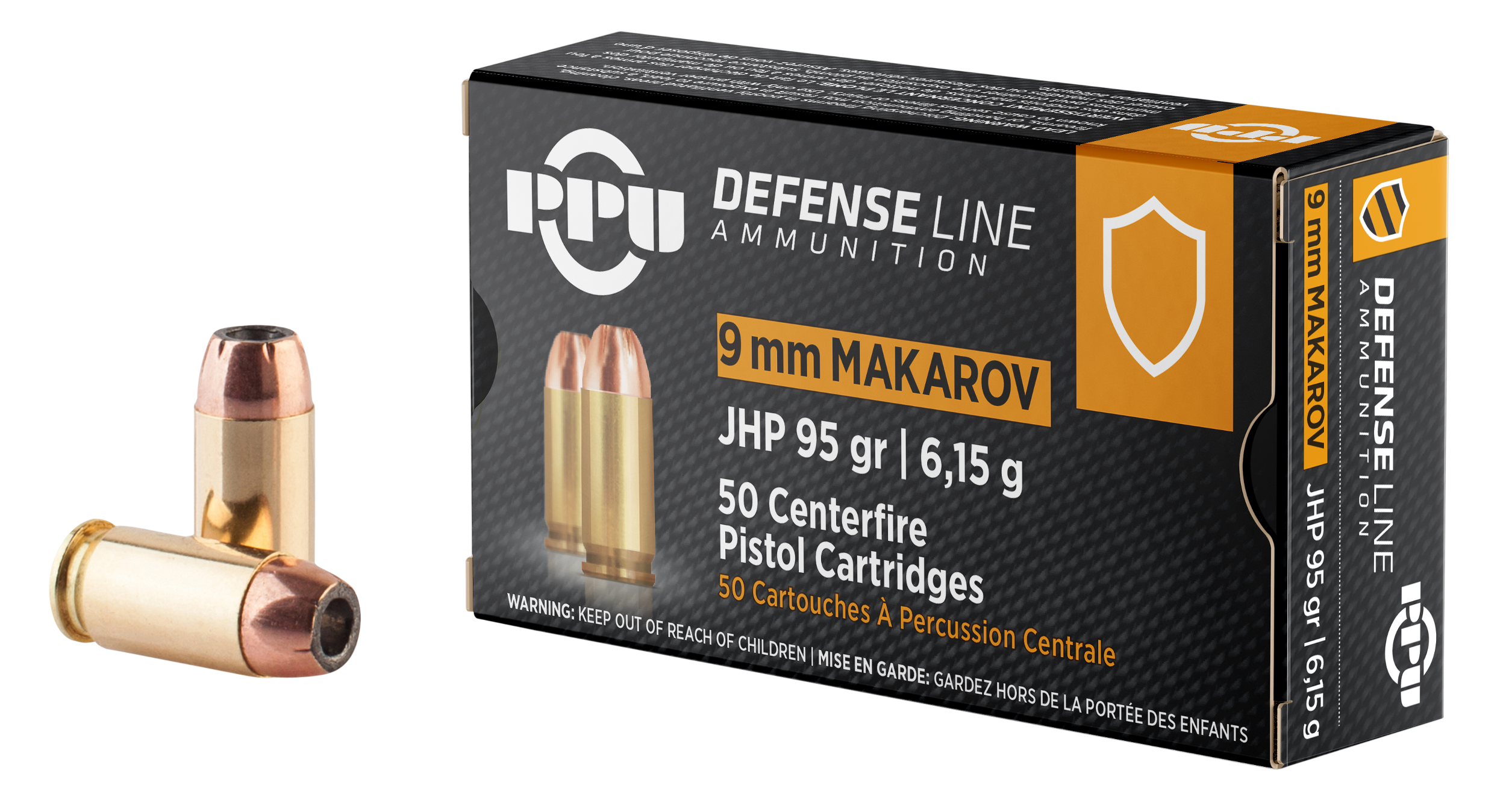 PPU PPD9M Defense 9x18Makarov 95gr Jacketed Hollow Point 50 Per Box/20 Case
