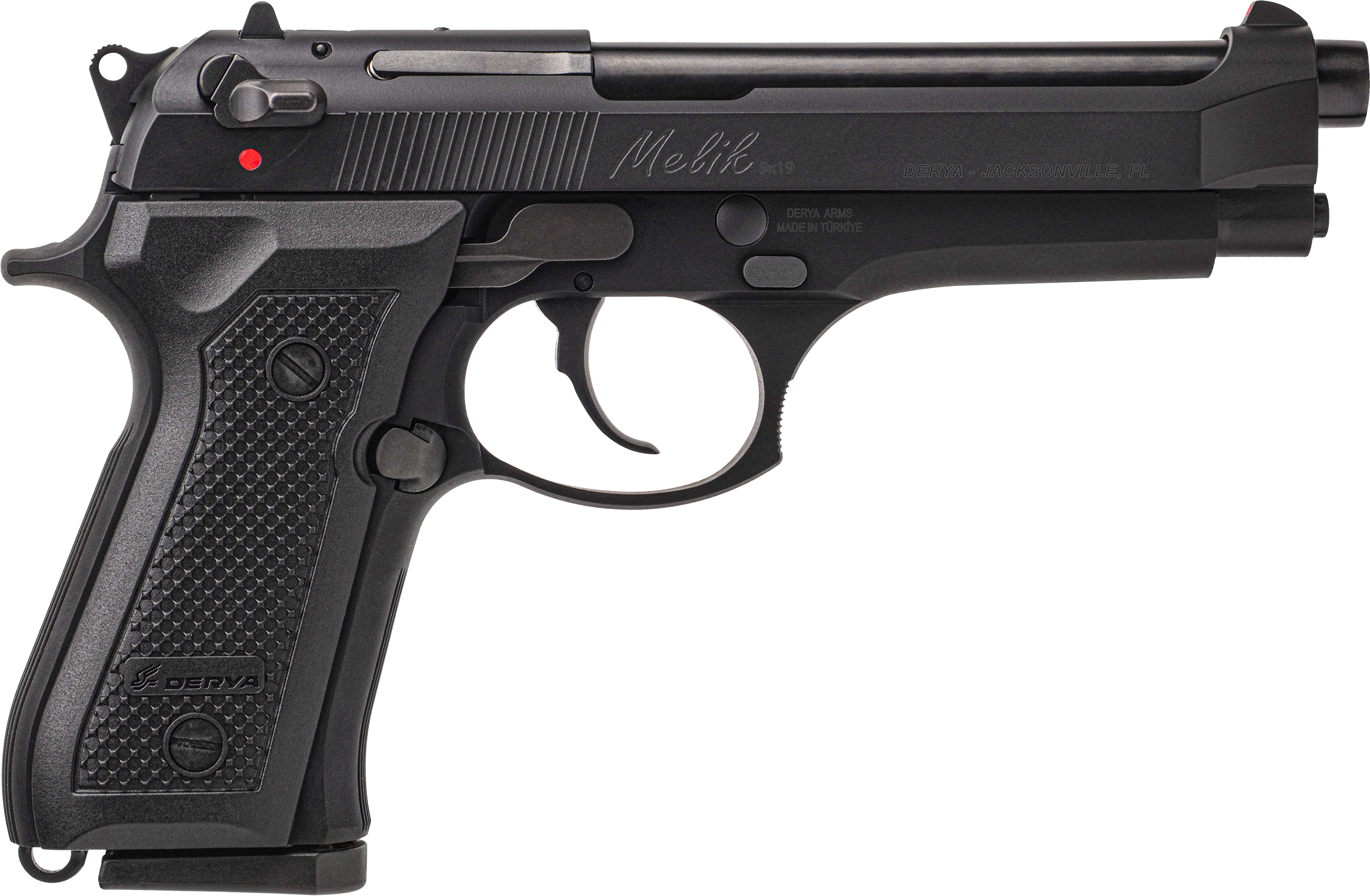 Derya Firearms 15LMELIK9TR Melik  9mm Luger 15+1 4.90" Black Melonite Steel Barrel, Black Melonite Serrated Steel Slide,  Black Aluminum Frame, Black Polymer Grip