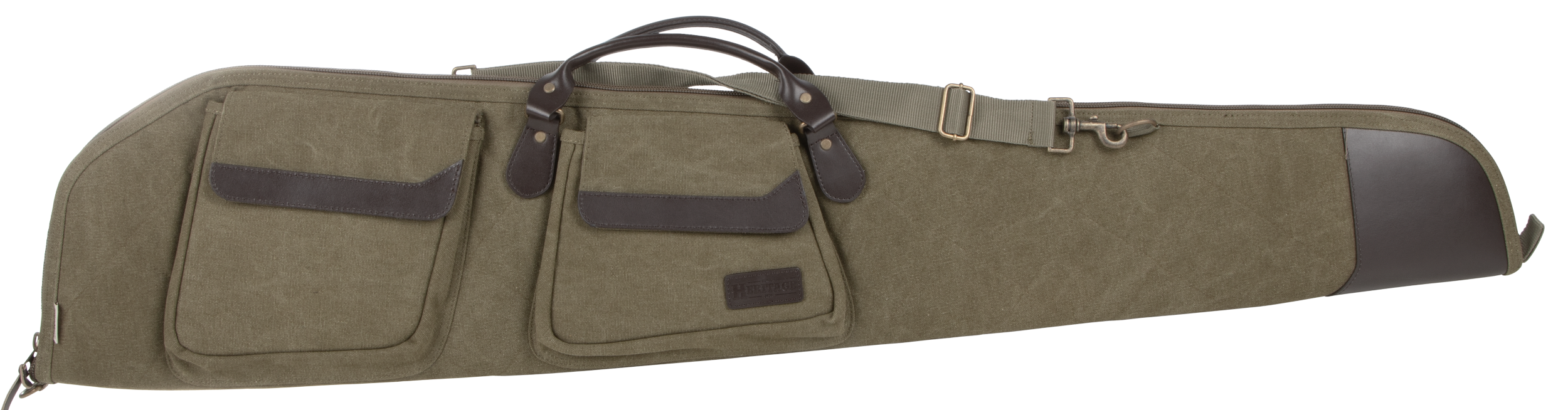 Heritage Cases 54148 North Platte Rifle Case 48" Olive Cotton Canvas w/ Leather Trim & Brushed Tricot Lining