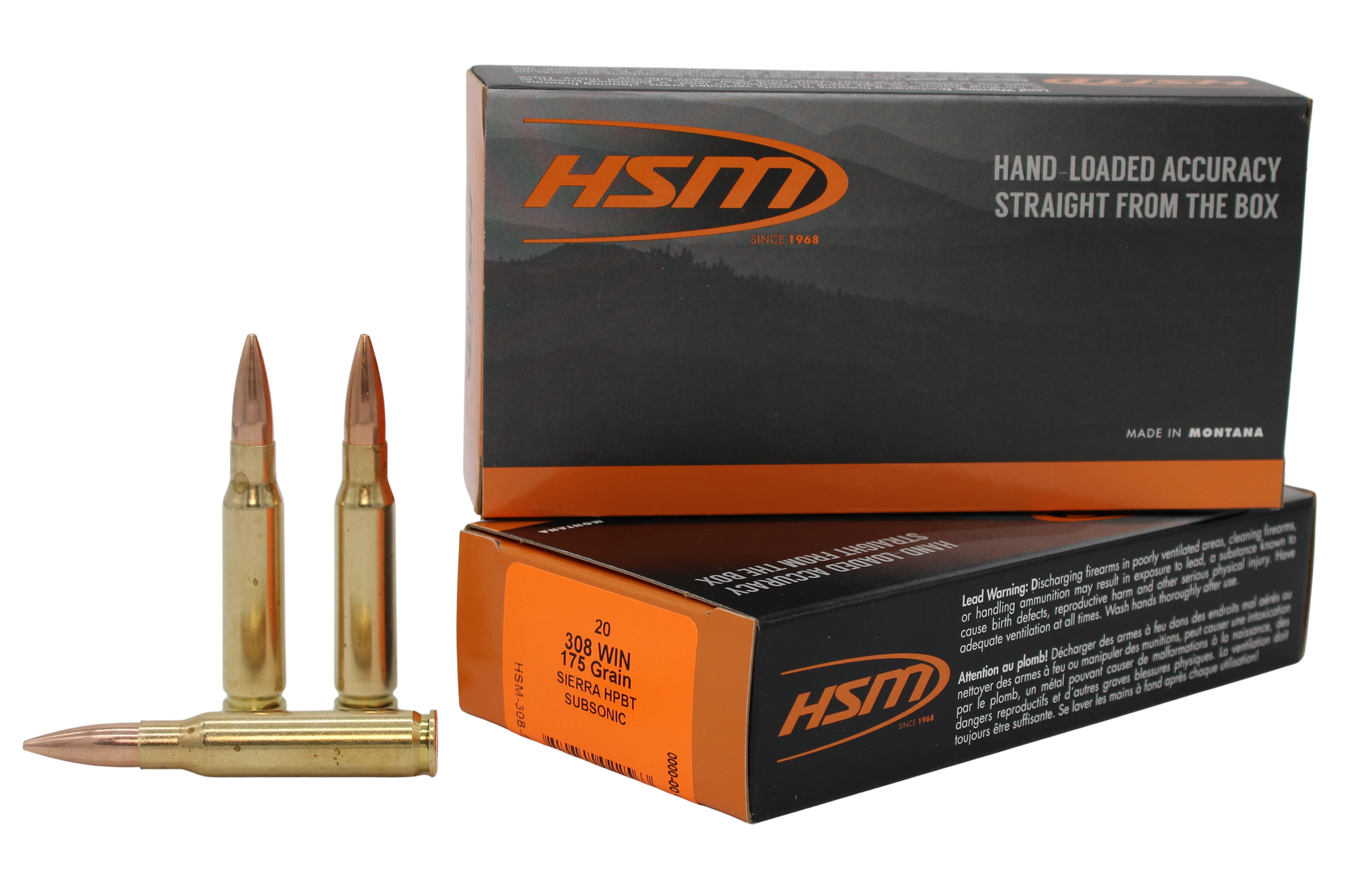 HSM 3085N Match  Subsonic 308Win 175gr Hollow Point Boat Tail 20 Per Box/25 Case