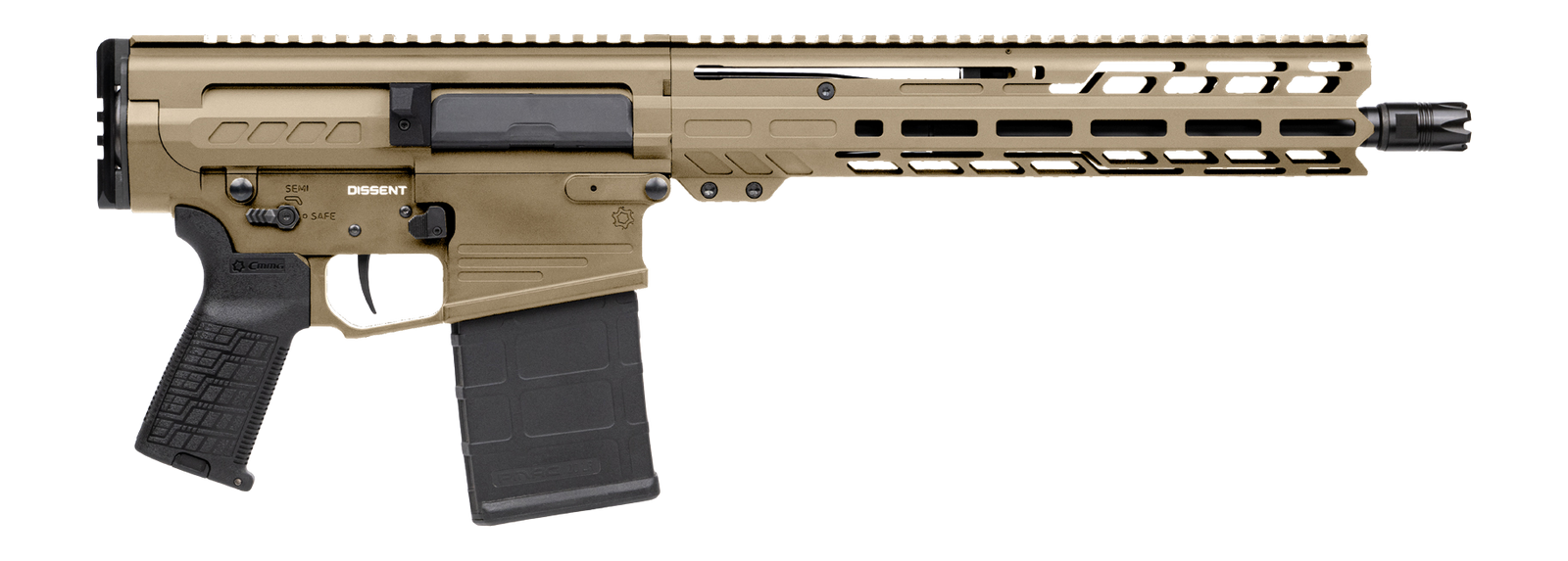 CMMG 33A9E0C-CT Dissent Mk3 8.6 Blackout 20+1 12.50" Black Nitride Threaded Barrel, Coyote Tan Cerakote Aluminum Receiver w/Picatinny Rail, M-LOK Handguard, Rear Picatinny Rail, CMMG Zeroed Grip, Ambi