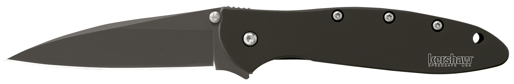 Kershaw 1660CKT Leek 3" Folding Modified Drop Point Plain Black DLC 14C28N Steel Blade Black DLC 410 Stainless Steel Handle Includes Pocket Clip