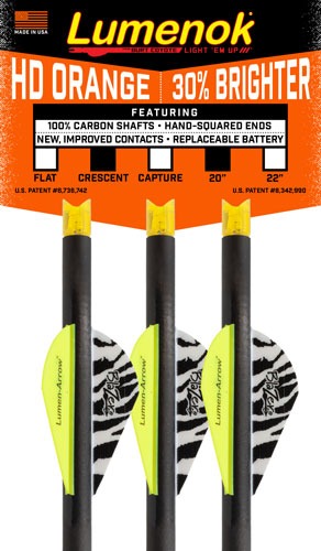 LUMENOK XBOW ARROW 20" CARBON HD ORANGE CRESCENT NOCK 3PK