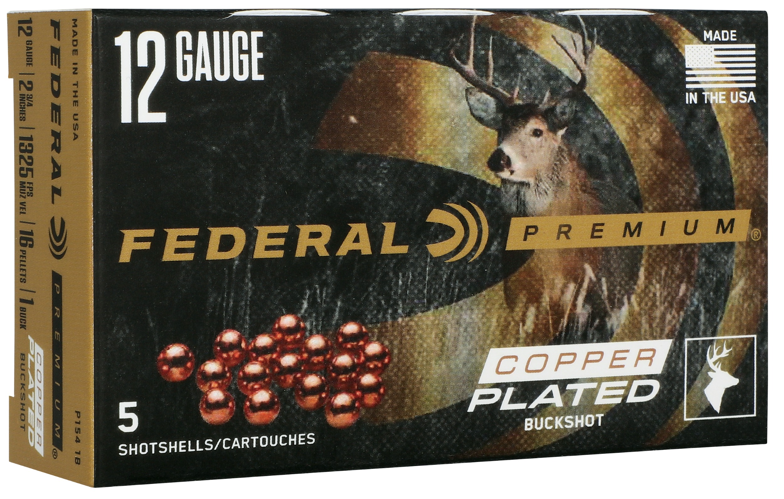 Federal P1541B Premium Max Buck 12Gauge 2.75" 1BuckShot 16Pellets 5 Per Box/50 Case