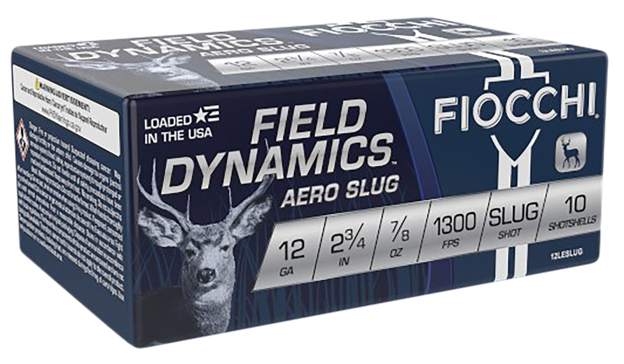 Fiocchi 12LESLUG Field Dynamics Aero 12Gauge 2.75" 7/8oz RifledSlug Shot 10 Per Box/25 Case