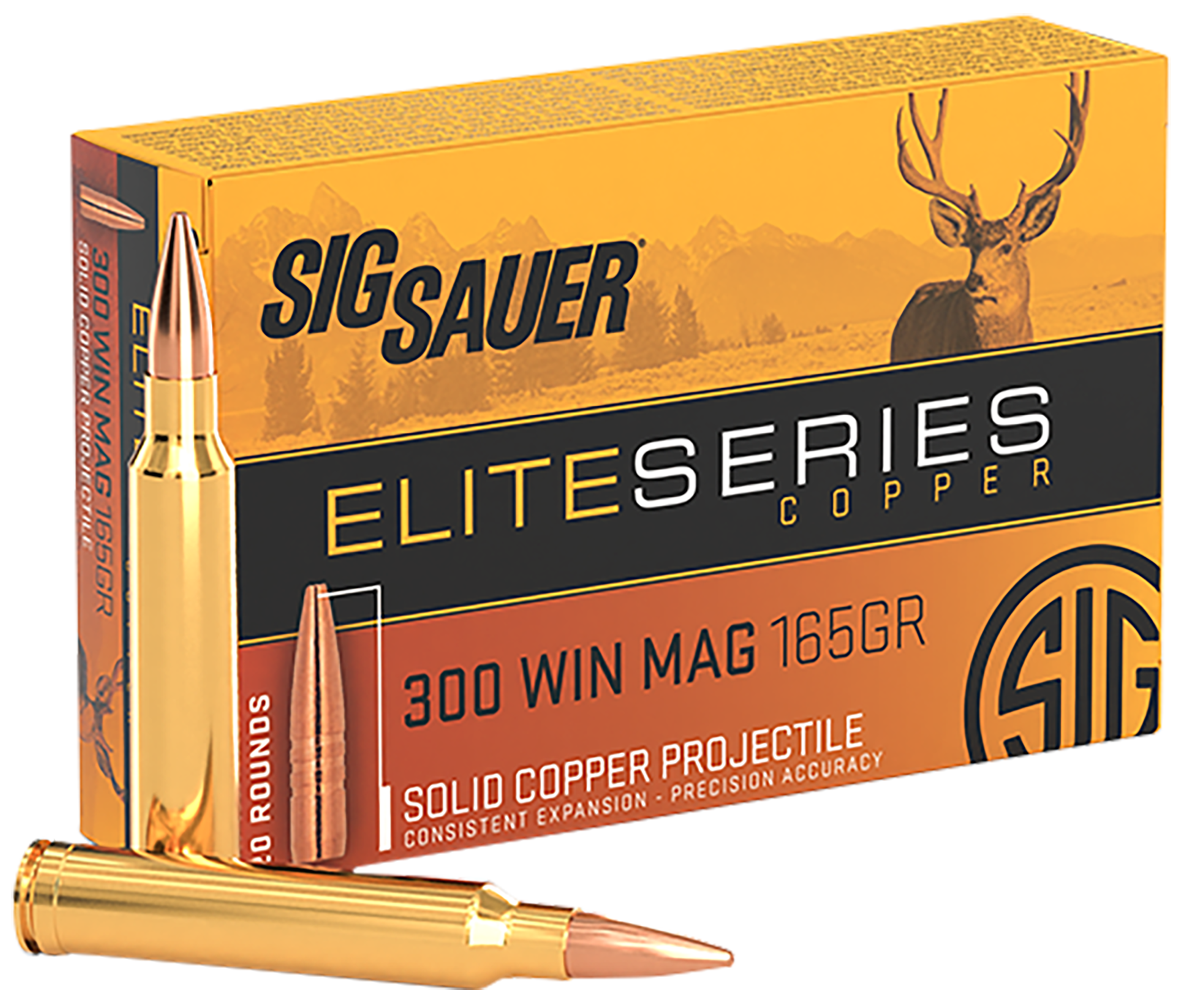 Sig Sauer E3WMH120 Elite Copper Hunting  300WinMag 165gr Copper Solid 20 Per Box/10 Case