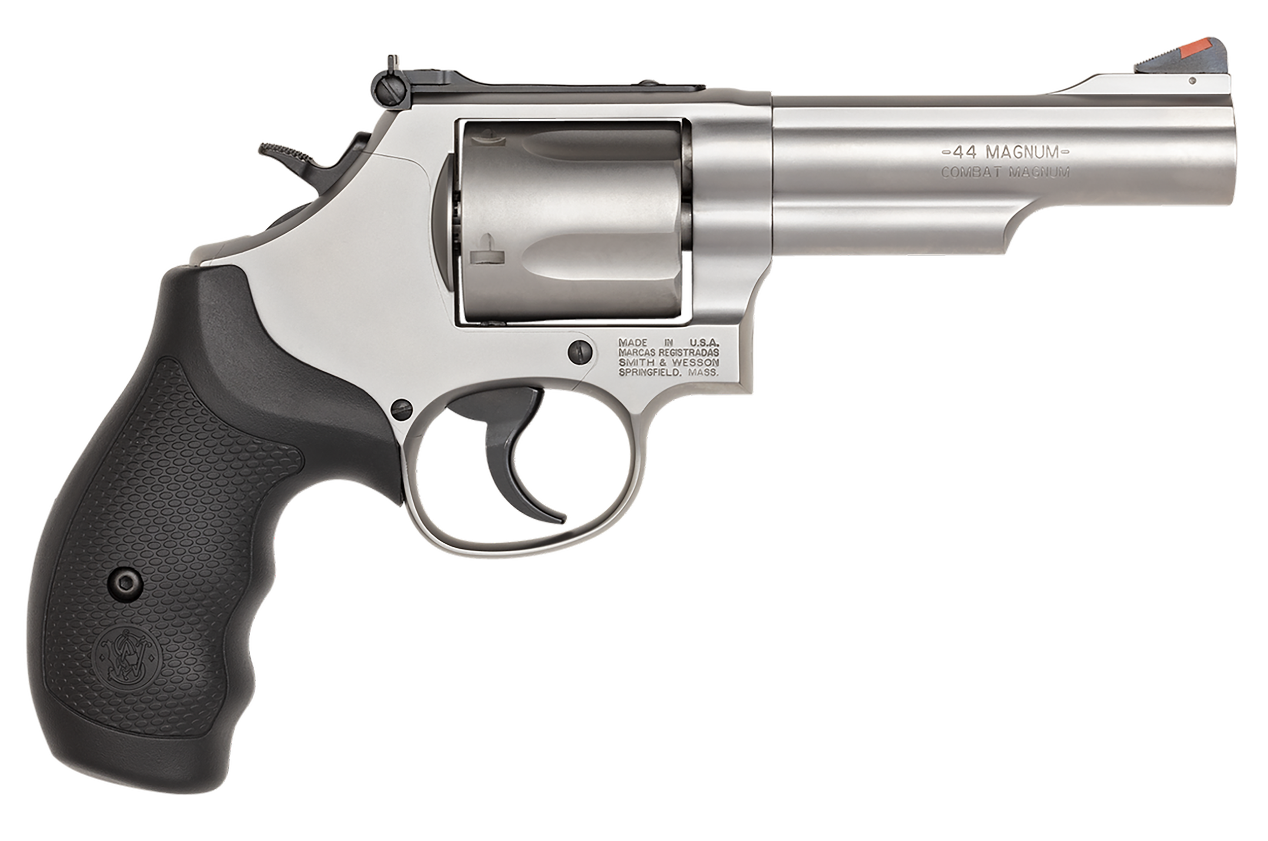 Smith & Wesson 162069 Model 69 44 Rem Mag or 44 S&W Spl Stainless Steel 4.25" 2 Piece Barrel & 5rd Cylinder, Matte Stainless Steel L-Frame, Full Stop Strap & Barrel Serration, Internal Lock