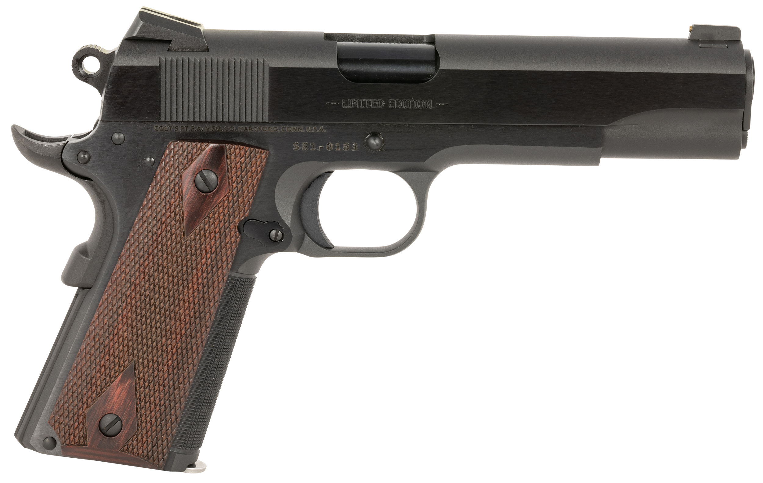 Colt Mfg O1911SE-A1 Government Limited Edition 45 ACP 7+1 5" Blued National Match Barrel, Blued Steel Serrated Slide, Blued Carbon Steel Frame w/Beavertail, Rosewood Checkered Grip, Ambidextrous