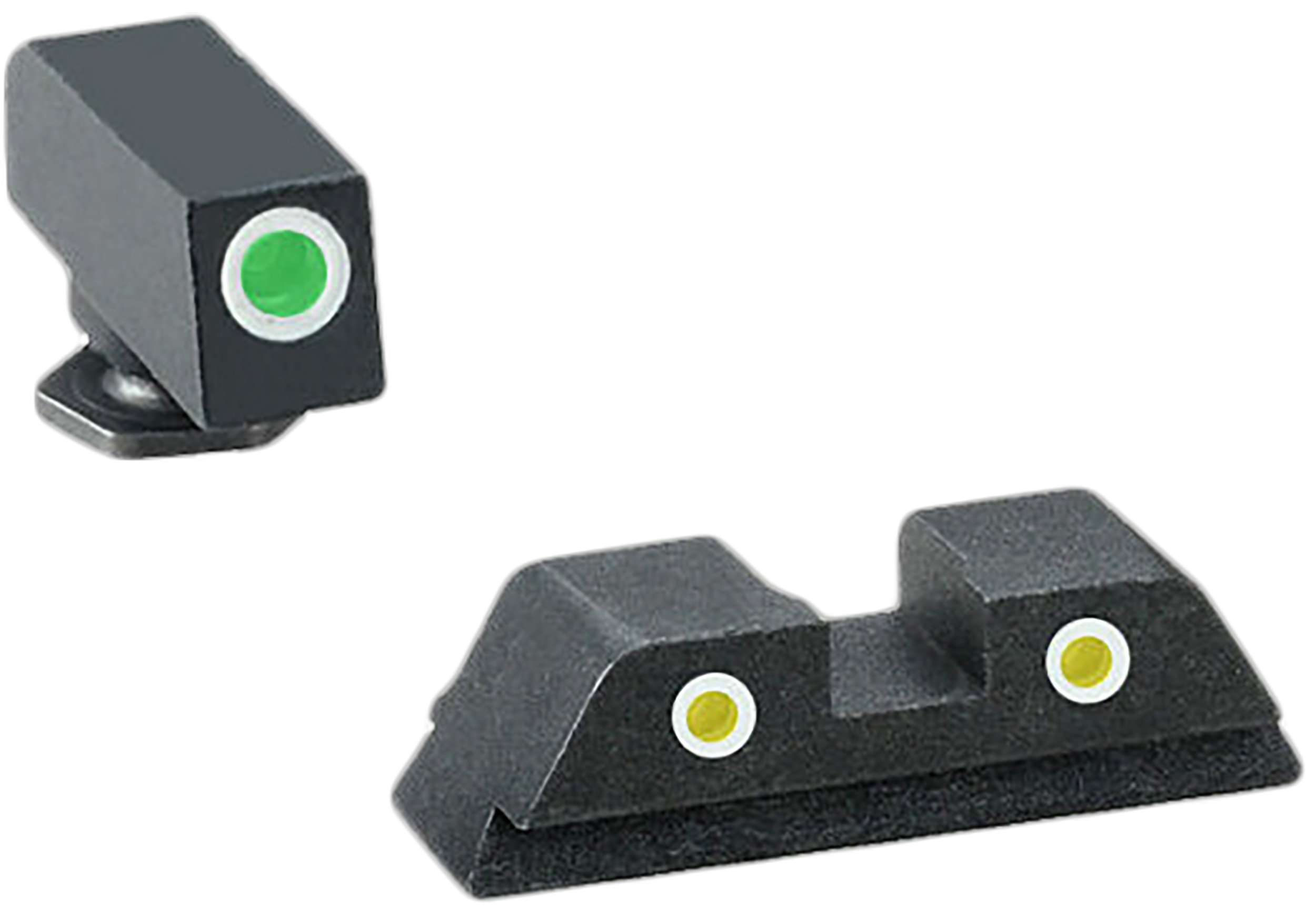 AmeriGlo GL115 Classic Tritium Sight Set for Glock Green Tritium White Outline Front Sight-Yellow Tritium White Outline Rear Sight