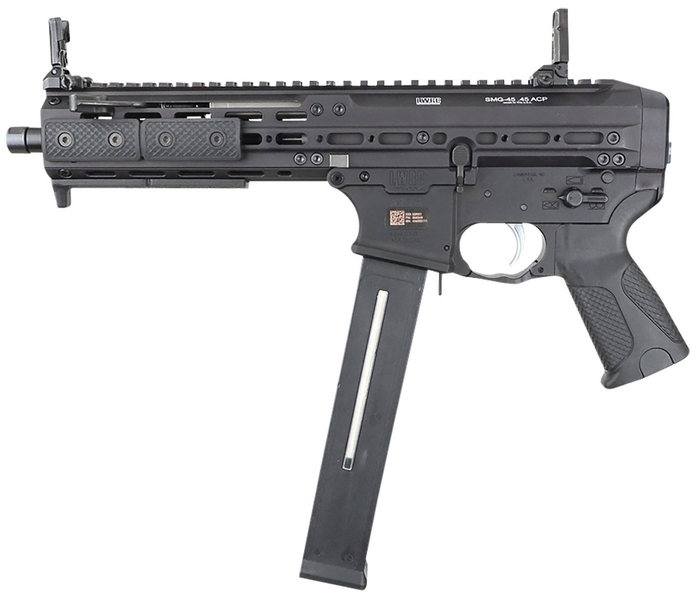 LWRC SMG45 PSTL 8.5" BBL, BLK 2-25RD MAGS NO BRACE
