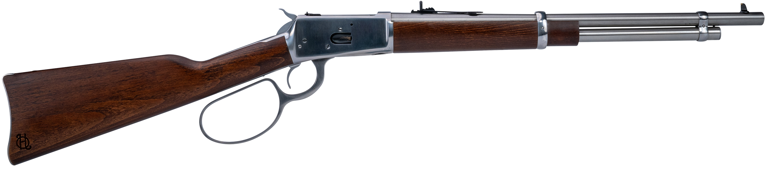 Heritage Mfg H92045189 92 Ranch Hand 45 Colt (Long Colt) 8rd 18" Stainless Polished  Barrel, Stainless Polished Receiver, Fixed Hardwood Stock