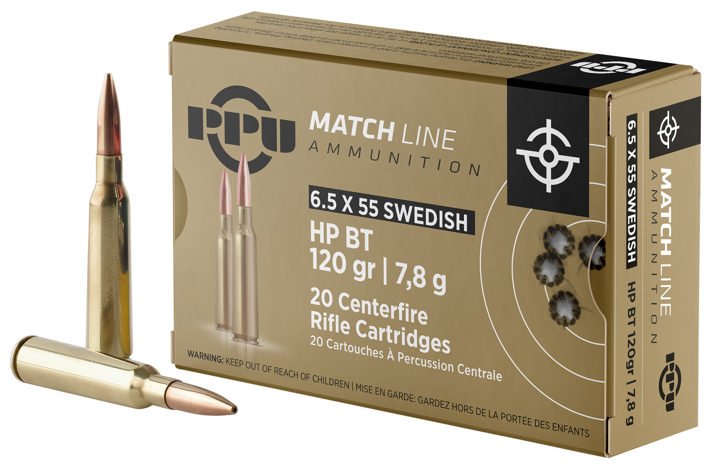 PPU PPM6 Match  6.5x55Swedish 120gr Hollow Point Boat Tail 20 Per Box/10 Case