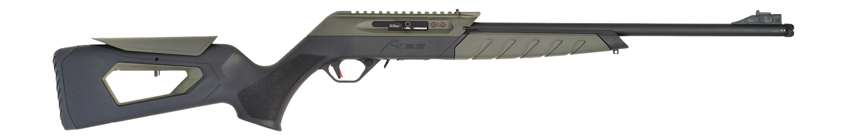 TriStar 60003 KR22  22 LR 10+1 18.60" Black Barrel, Picatinny Rail Receiver, Black/OD Green Skeletonized w/Adj Comb Polymer Stock