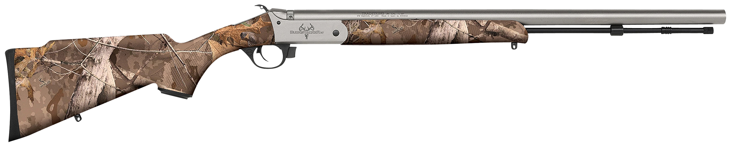 Traditions R721108432 Buckstalker XT 50 Cal 209 Primer 24", Stainless Cerakote Barrel/Rec, Next Wyld Camo Synthetic Stock