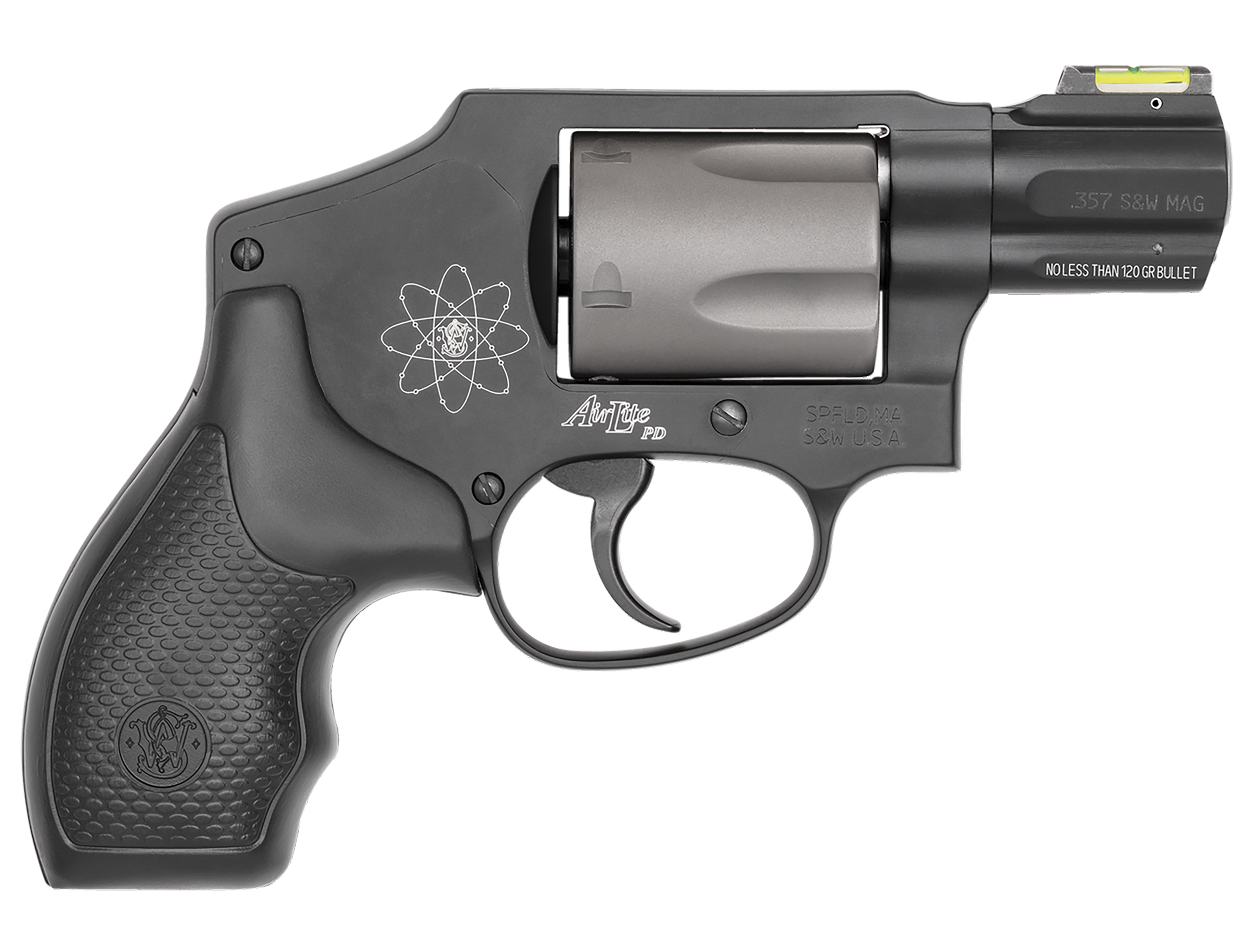 Smith & Wesson 163062 Model 340 Personal Defense 357 Mag Or 38 S&W Spl +P 1.88" Black Stainless Steel Barrel, 5rd Titanium Cylinder , Black Scandium Alloy J-Frame , HiViz Fiber Optic Green Front Sight