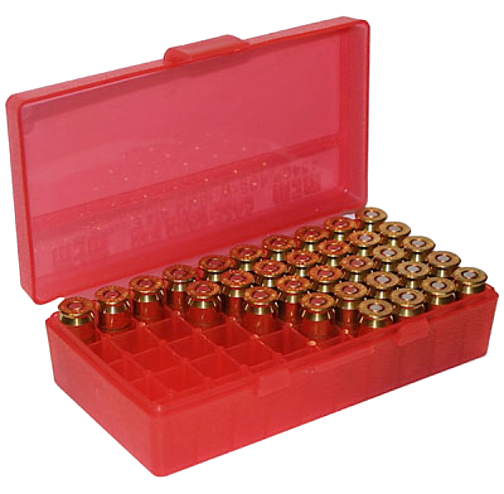 MTM Case-Gard P504529 Ammo Box Flip-Top Multi Caliber Clear Red Polypropylene 50rd