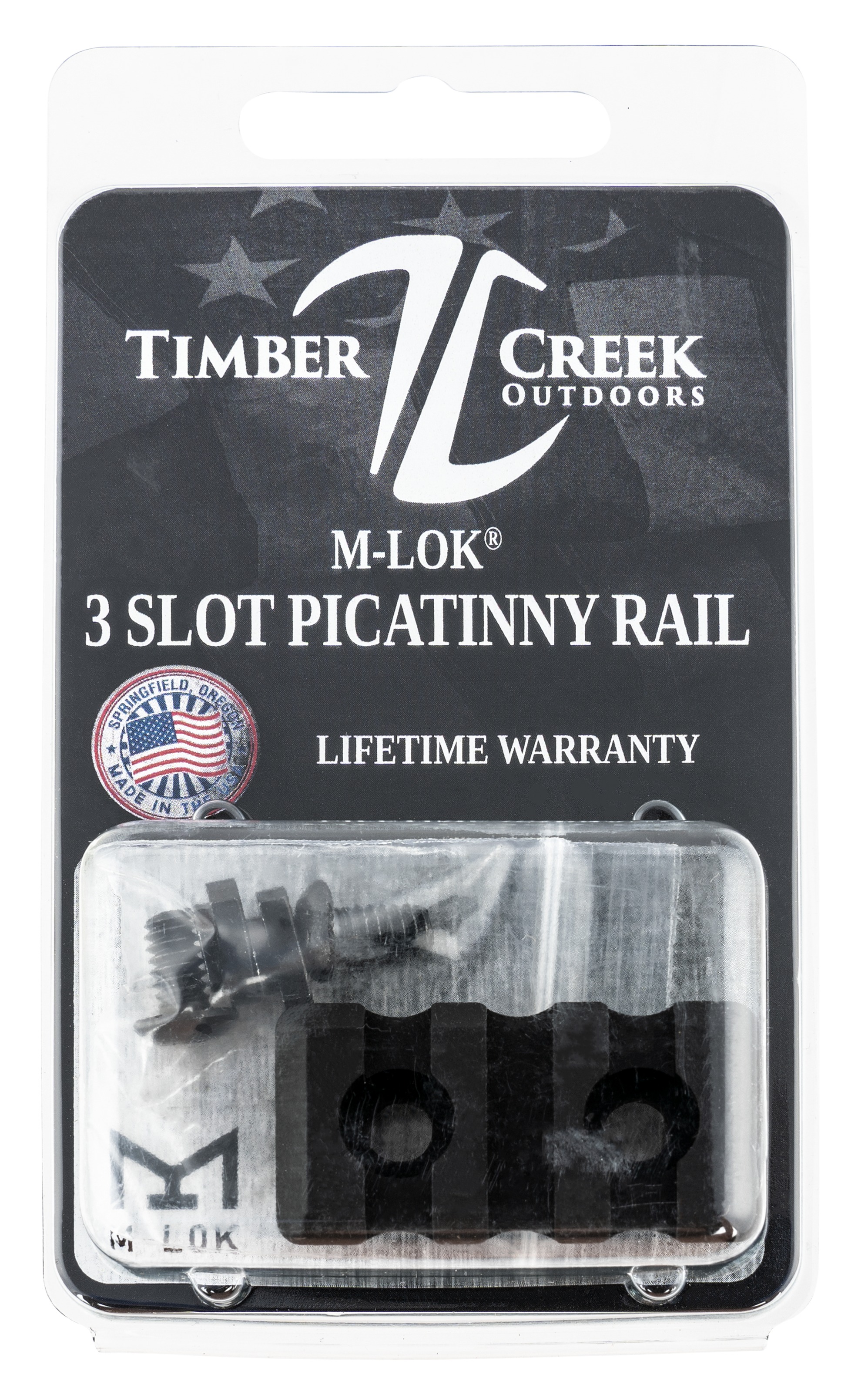 Timber Creek Outdoors M3SPRBL M-LOK 3 Slot Picatinny Rail Black Anodized
