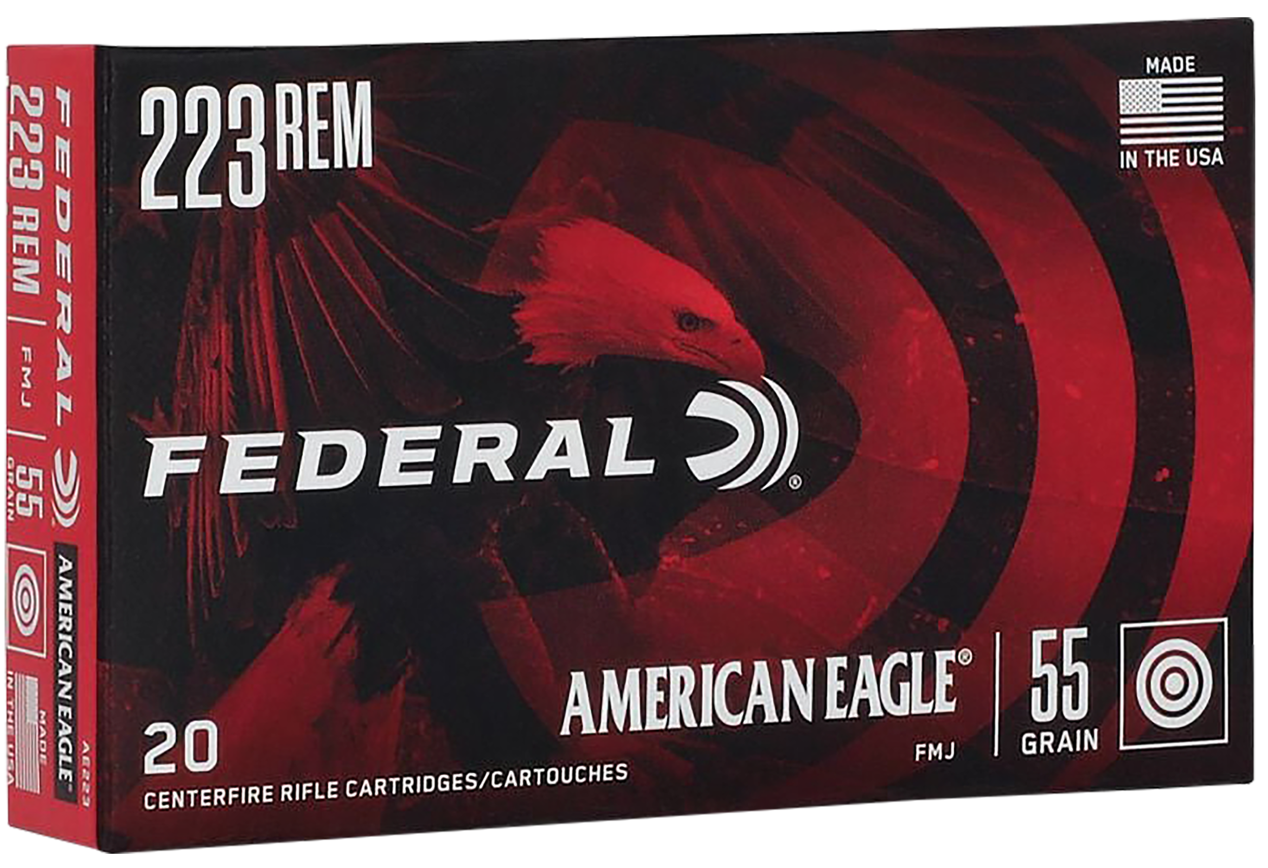 Federal AE223 American Eagle Rifle 223Rem 55gr Full Metal Jacket Boat Tail 20 Per Box/25 Case