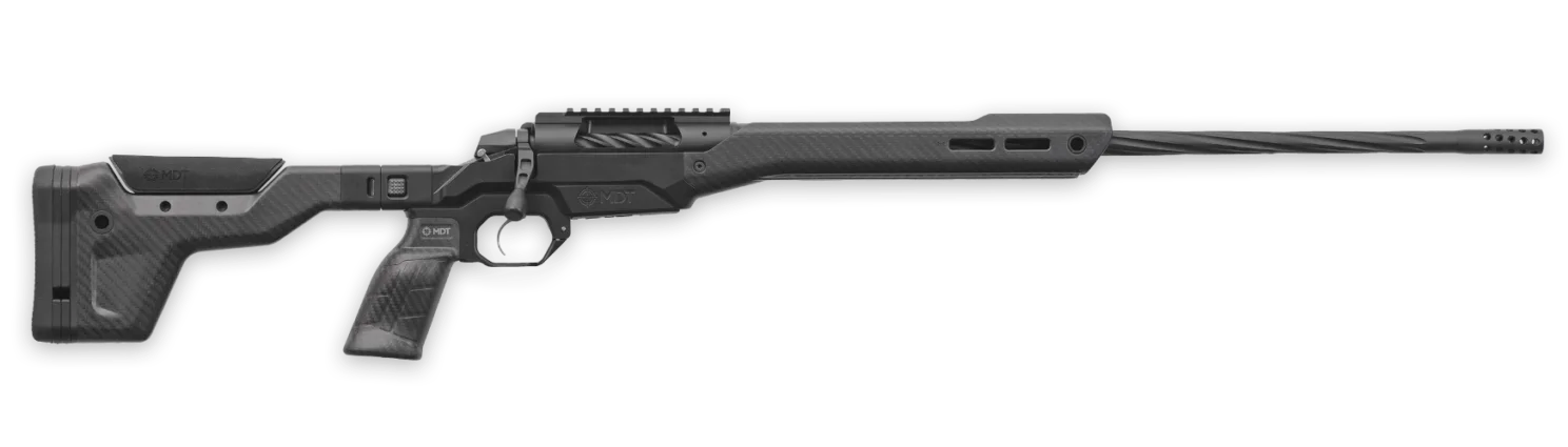 Weatherby 3WAMH25RWR4B 307 Alpine MDT 25 WBY RPM 3+1 22" +2" Graphite Black Cerakote Spiral Fluted Threaded Barrel, Steel Receiver w/Picatinny Rail, Arca Rail Forend, Black HNT26 MDT Chassis Carbon Fi