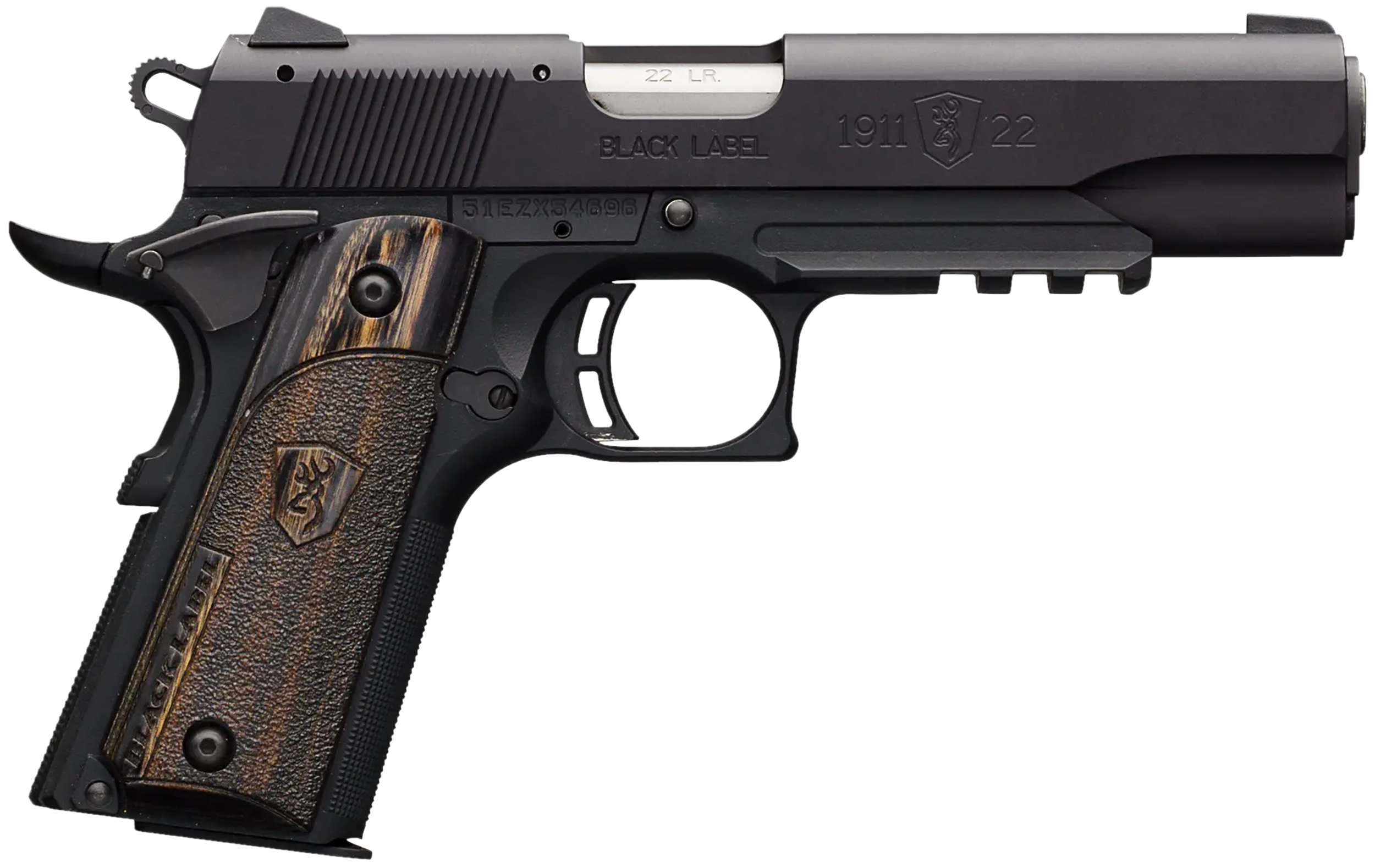 Browning 051816490 1911 Black Label Full Size Frame 22 LR 10+1, 4.25" Stainless Steel Barrel, Matte Black Serrated Slide & Polymer Frame w/Beavertail & Picatinny Rail